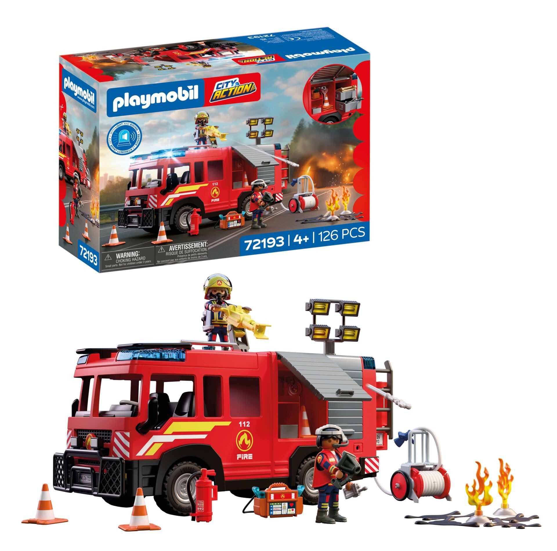 Playmobil® Feuerwehr-Rüstfahrzeug (72193), City Action Konstruktions-Spielset, mit Licht- und Soundeffekten
