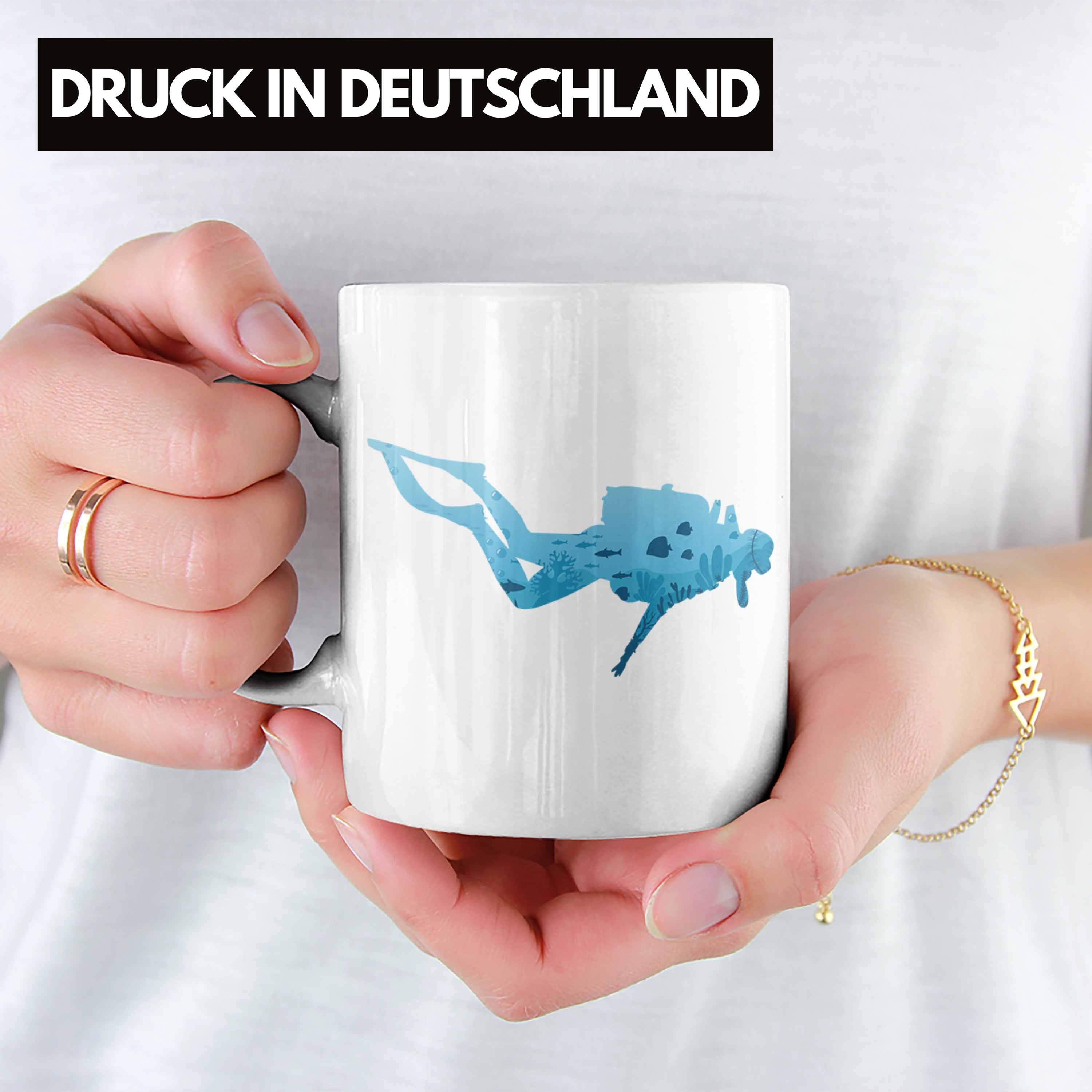 Geschenk Meer Tasse Taucher Trendation Grafik Geschenkidee Tasse Tauchlehrer - Lustig Trendation See Weiss für Tauchsport Tauchen