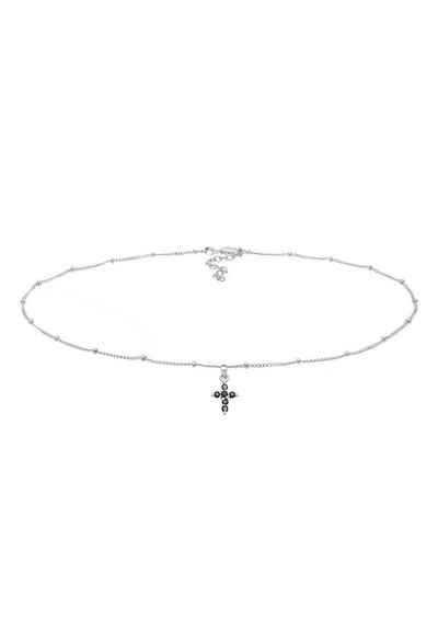 Elli Choker Choker Kugelkette Kreuz Zirkonia 925 Silber