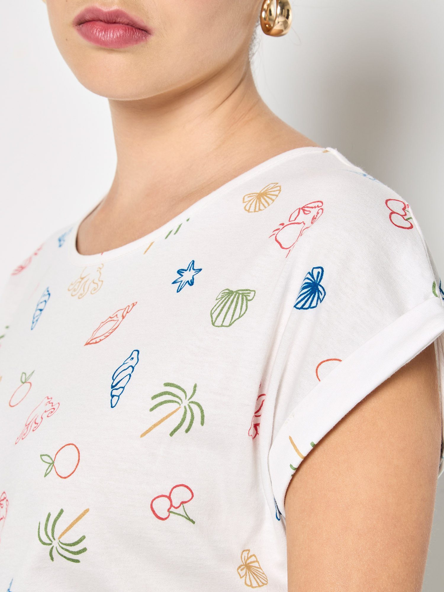 Apricot T-Shirt Buntes Jersey-T-Shirt Druck