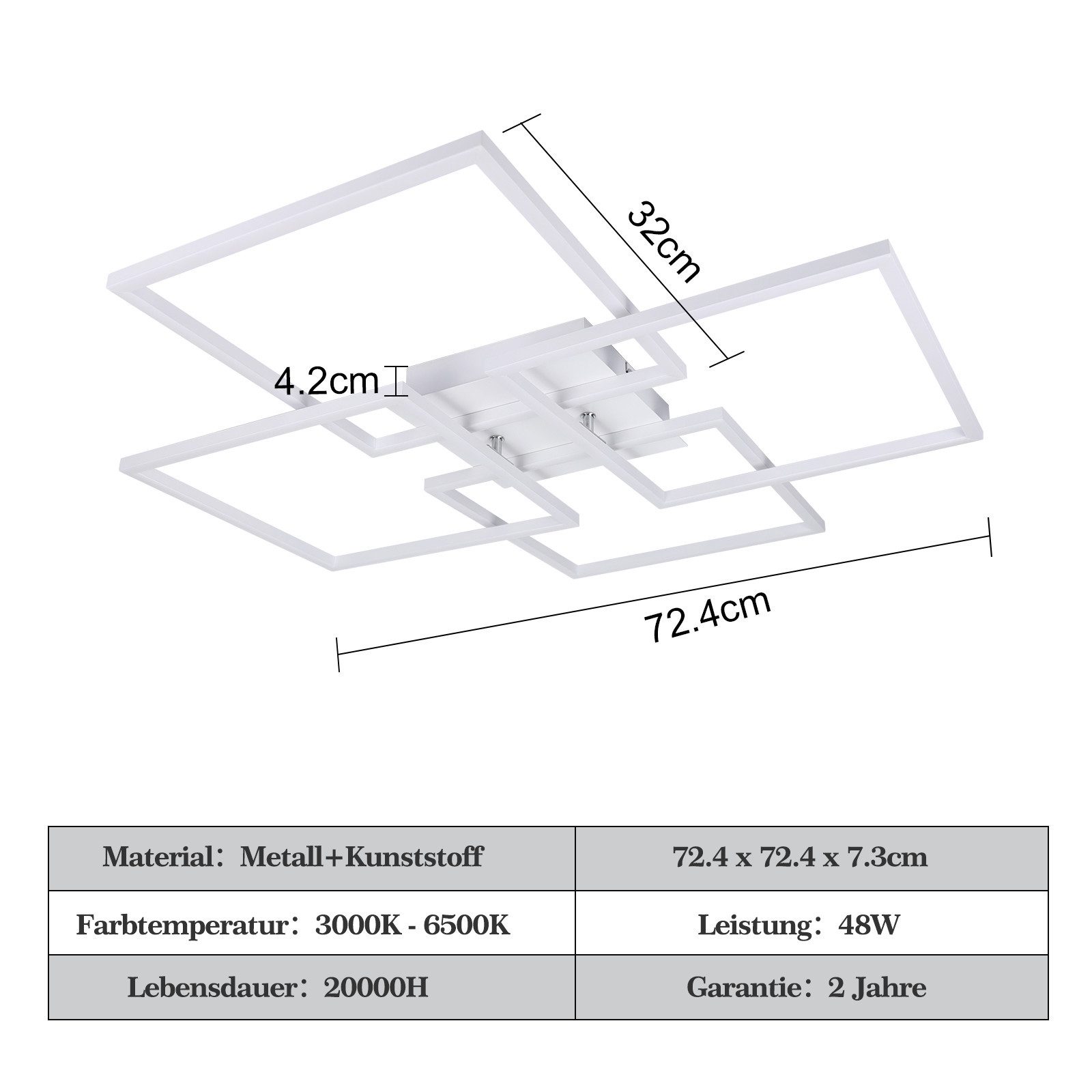 ZMH LED Deckenleuchte Wohnzimmer Dimmbar 36/48W Modern Deckenlampe mit Fern günstig online kaufen