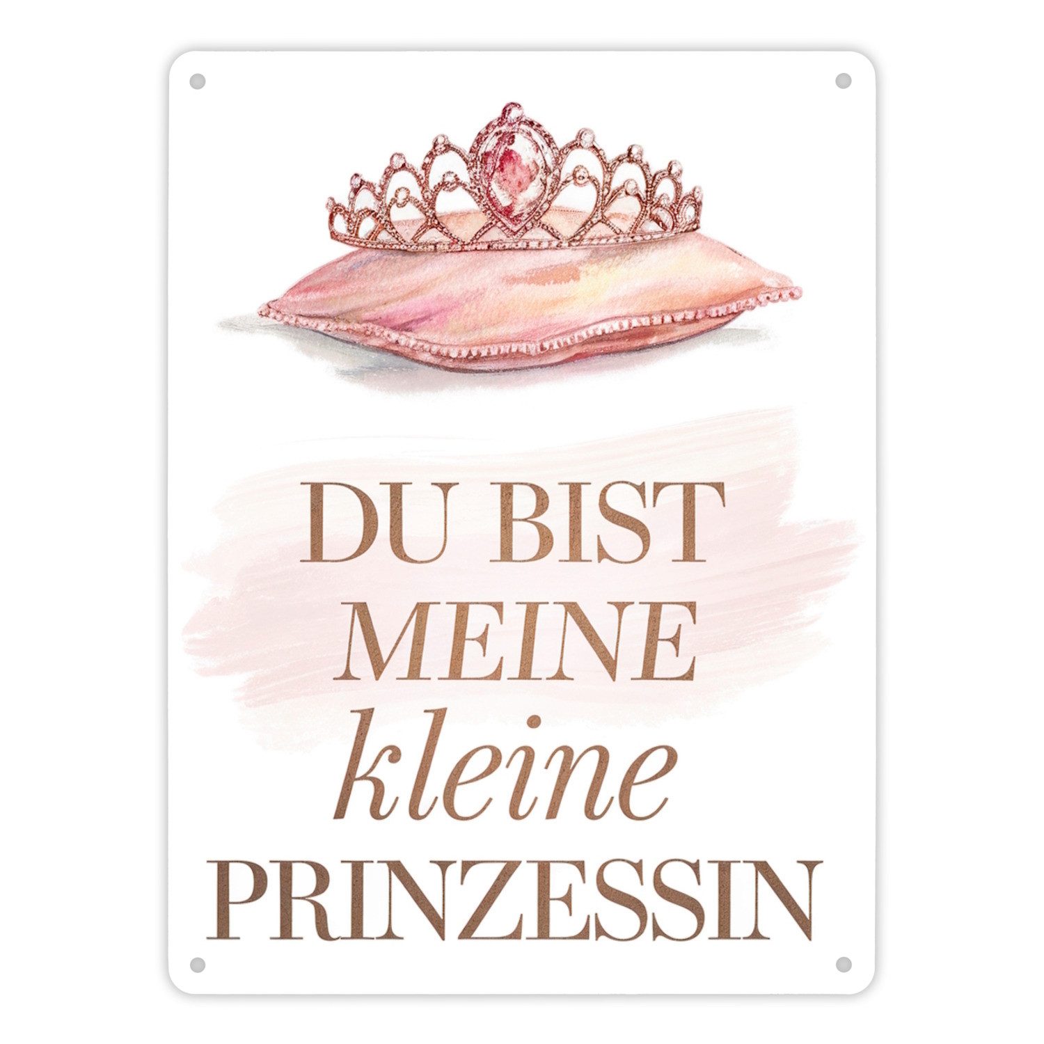 speecheese Metallschild Meine kleine Prinzessin Metallschild XL in 21x28 cm Tiara auf Kissen