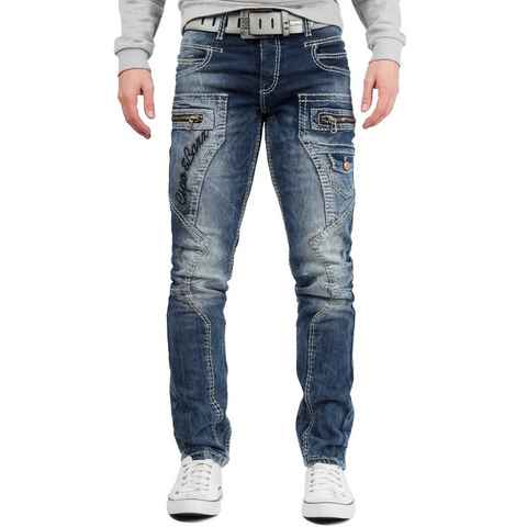 Cipo & Baxx 5-Pocket-Jeans BA-CD296 Jeans Hose mit Schriftzügen mit Reißverschlüssen und Verzierungen