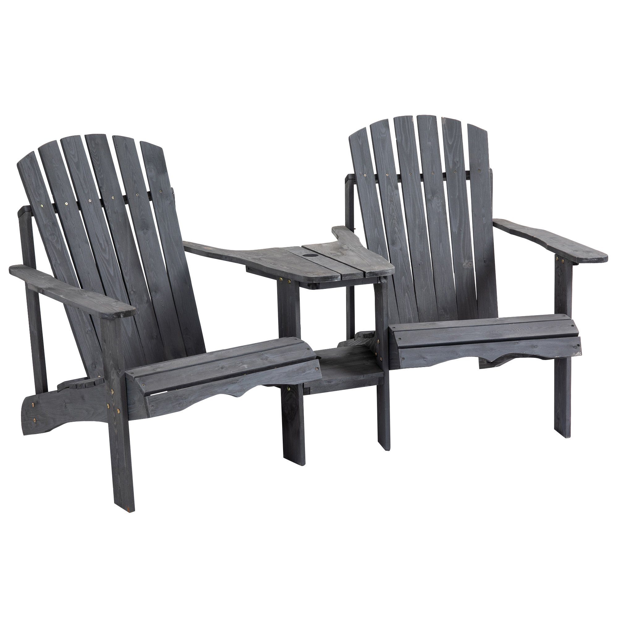 Gartenstuhl Adirondack mit Tisch und Schirmloch 2 Sitzer Gartenmöbel für Balkon