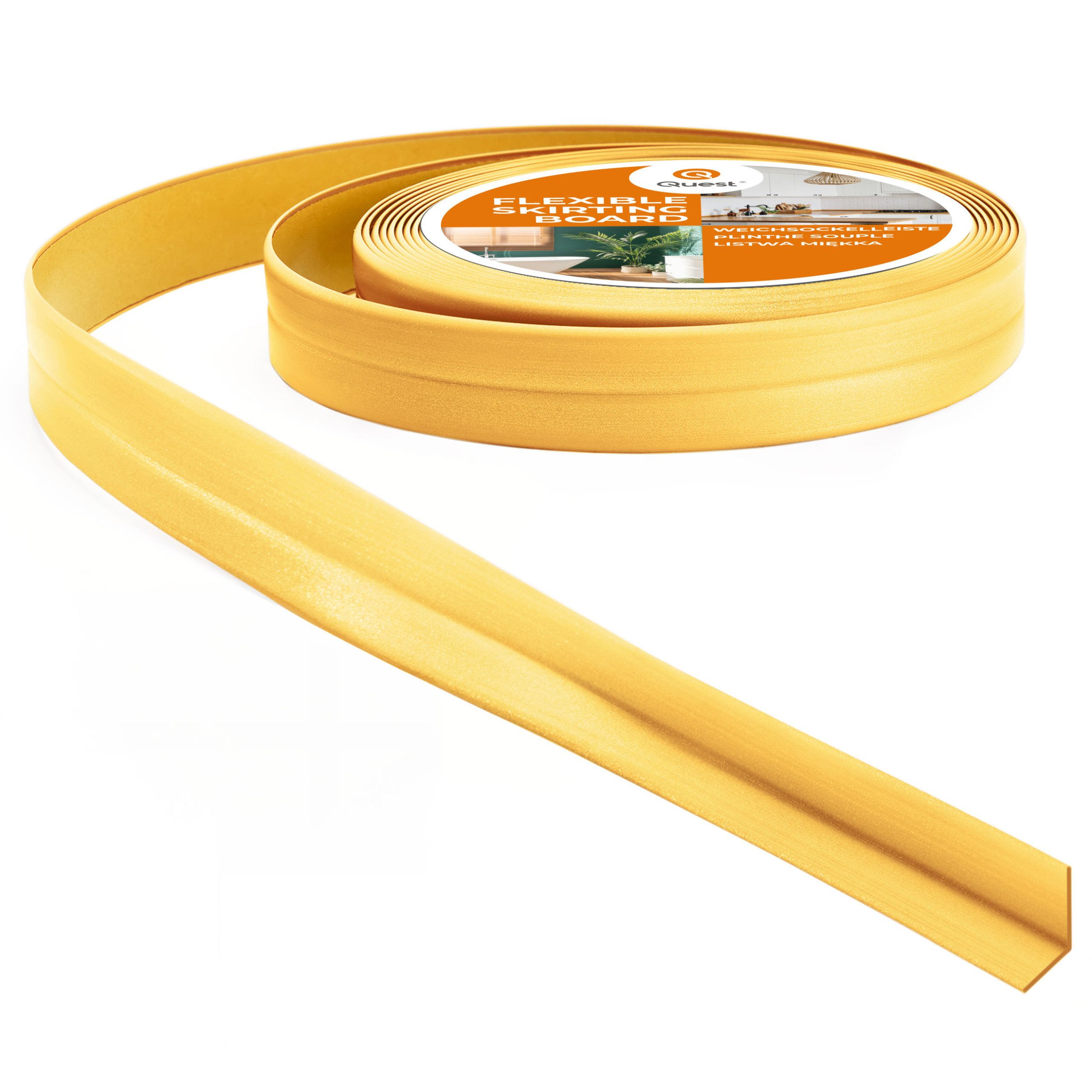 Quest Sockelleiste Weichsockelleiste Selbstklebend Knickleiste 10x10 mm, L: 500,00 cm, H: 1,00 cm, Packung, 1-St., wasserfest, UV-beständig, für Küche & Bad