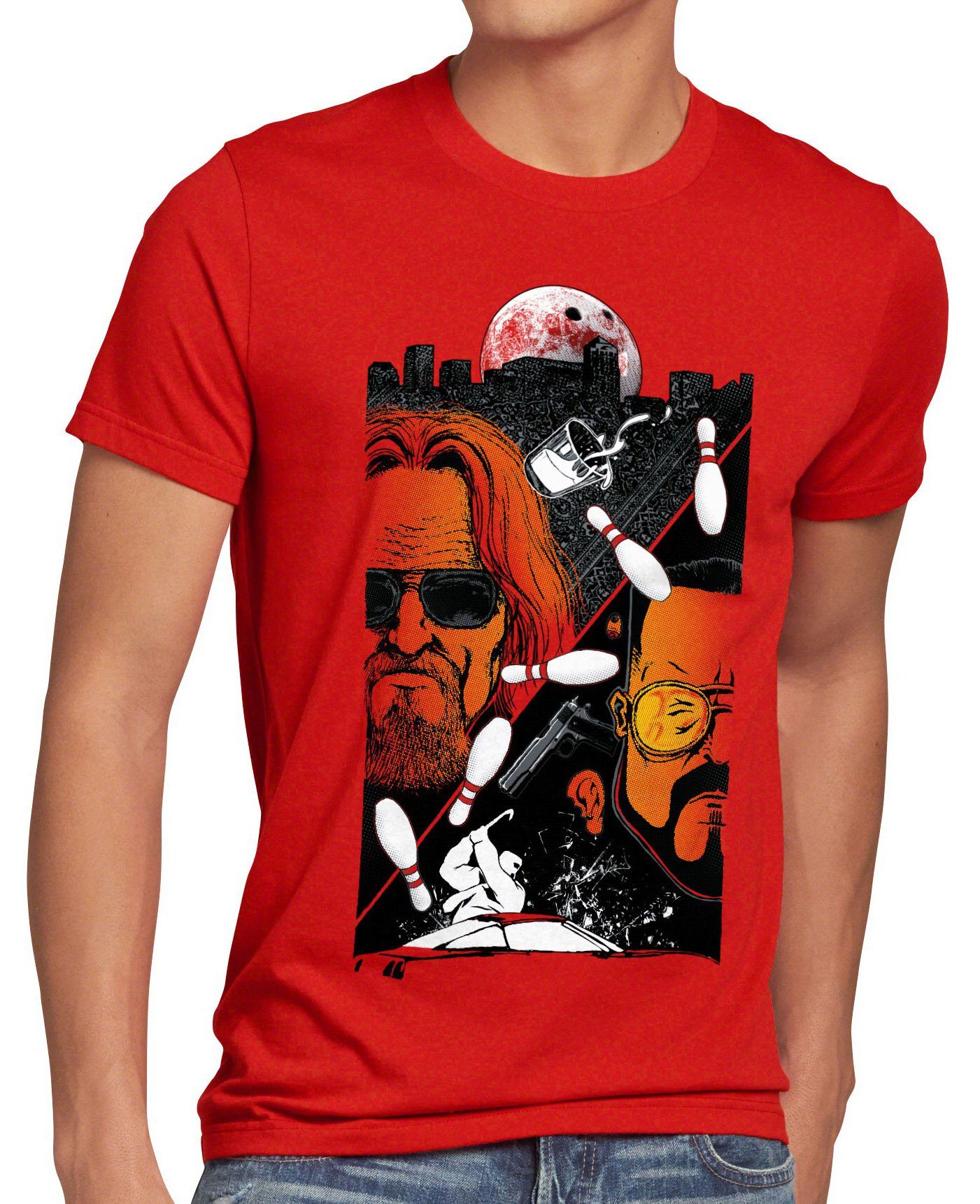 style3 Print-Shirt Herren T-Shirt The Dude lebowski bowling bowler big Jeff Bridges john goodman rot