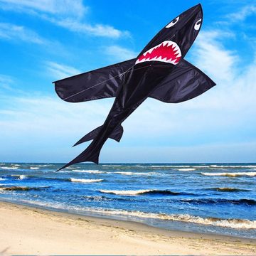 AIROW KITES Flug-Drache Einleiner Hajo Hai Shark 3D 4mm Fiberglasgestänge Größe 132x147cm