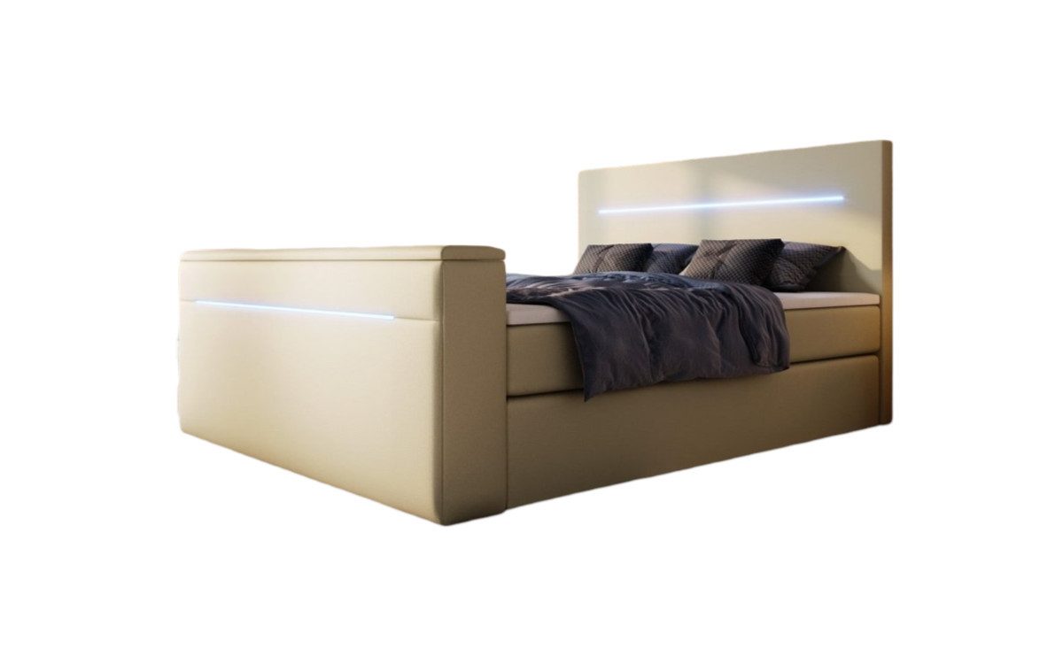 Luxusbetten24 Boxspringbett Sejour, mit TV Lift, RGB und Stauraum