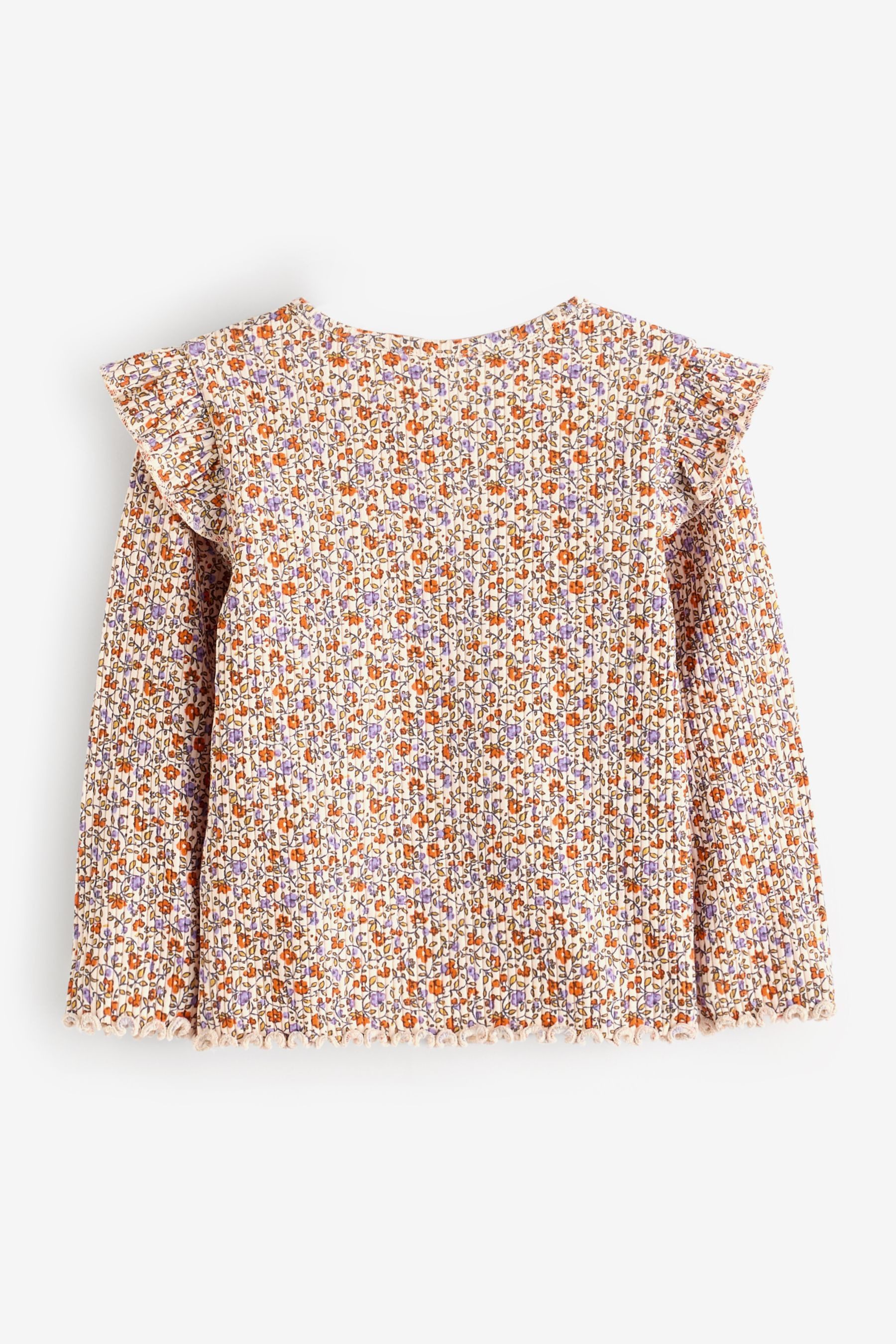 Next Langarmshirt Geripptes Langarmshirt mit Rüschen günstig online kaufen