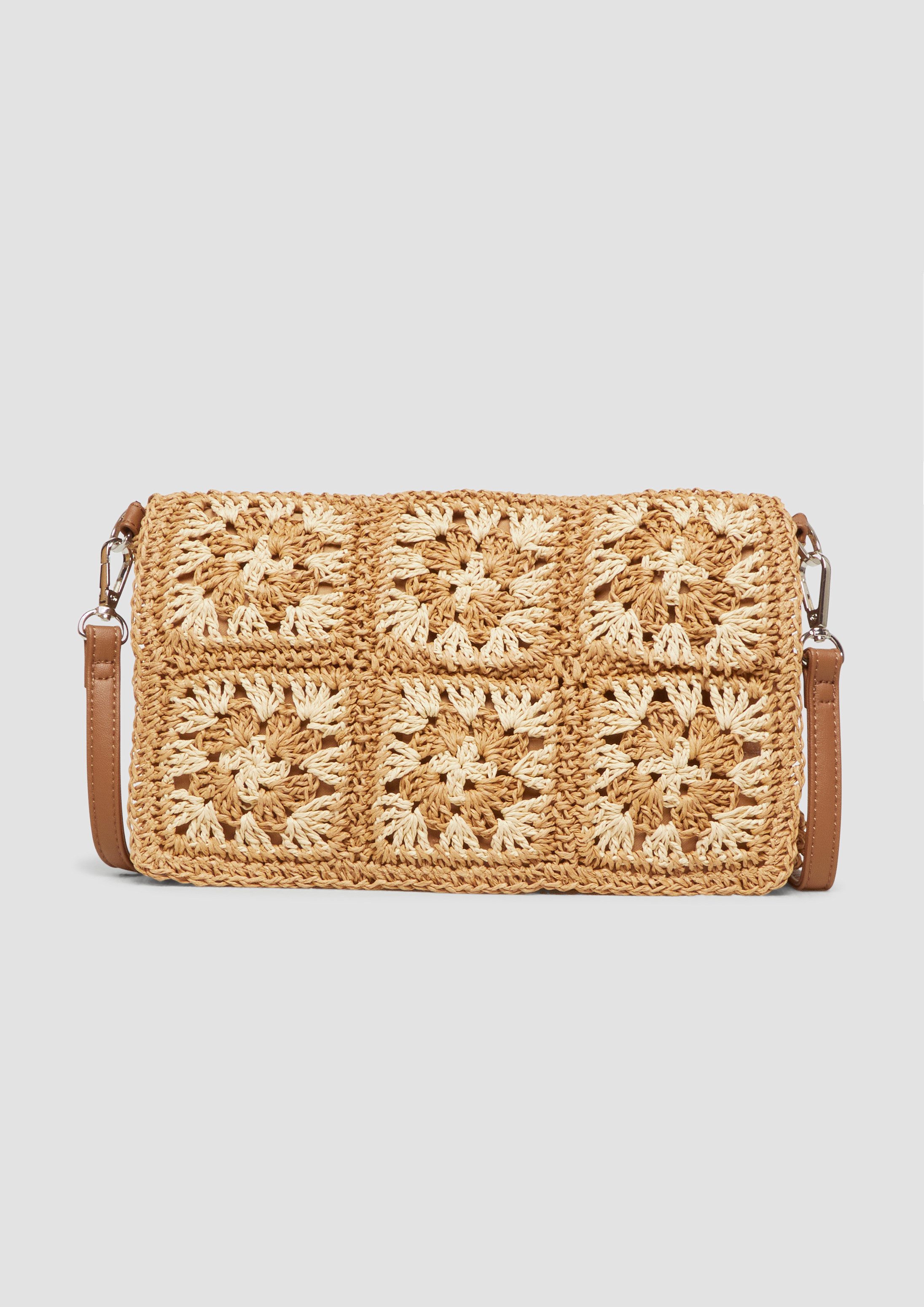 s.Oliver Umhängetasche Tasche, Florale Clutch aus Papier mit abnehmbarem Gurt