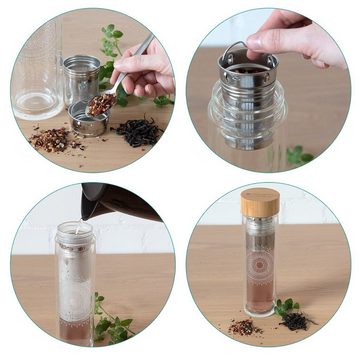 Navaris Teekanne Teeflasche aus doppelwandigem Glas - 500ml - Mit Sieb