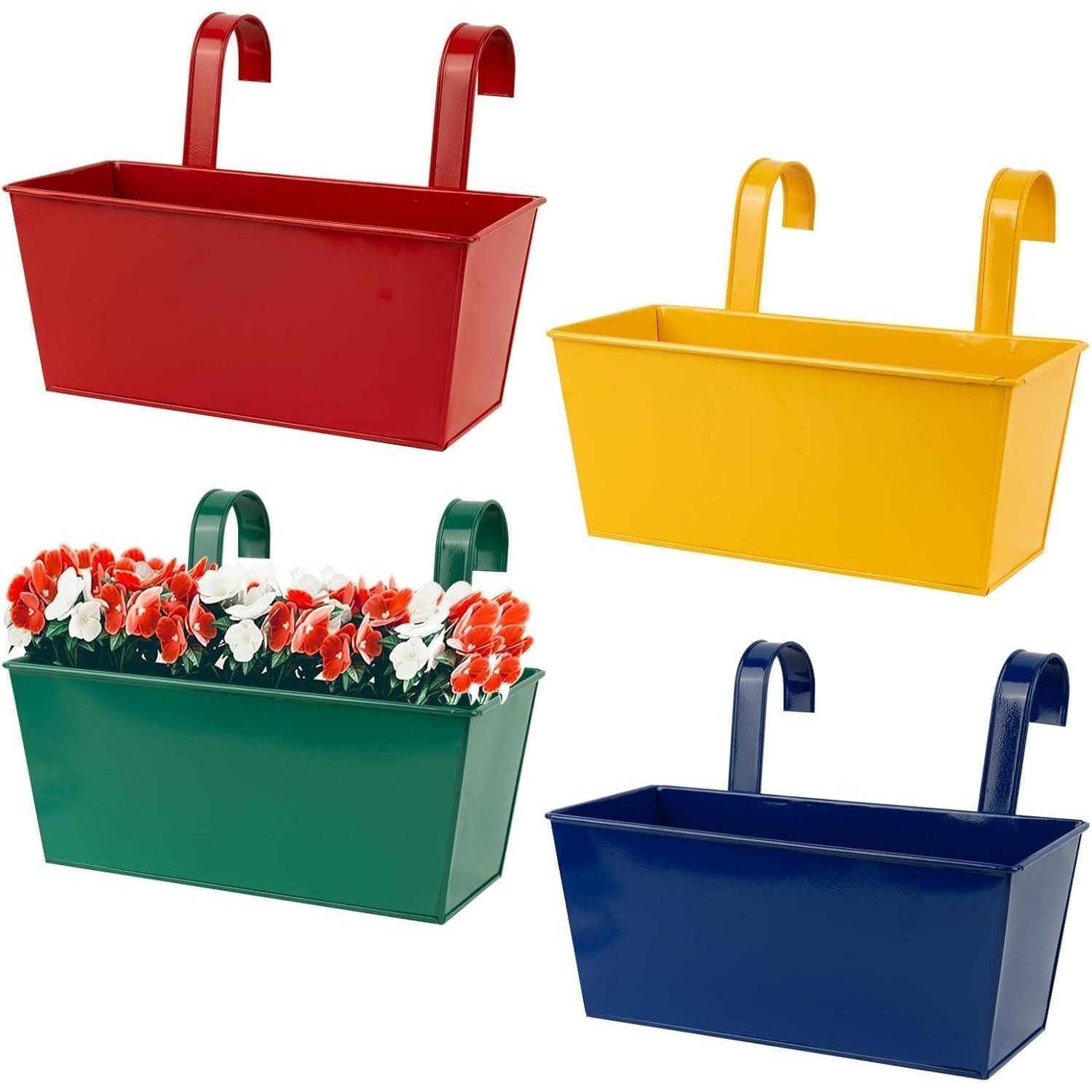 LuxusKollektion Blumentopf 4er Set Hängende Blumentöpfe Metall Balkon Garten Pflanzentöpfe 26cm