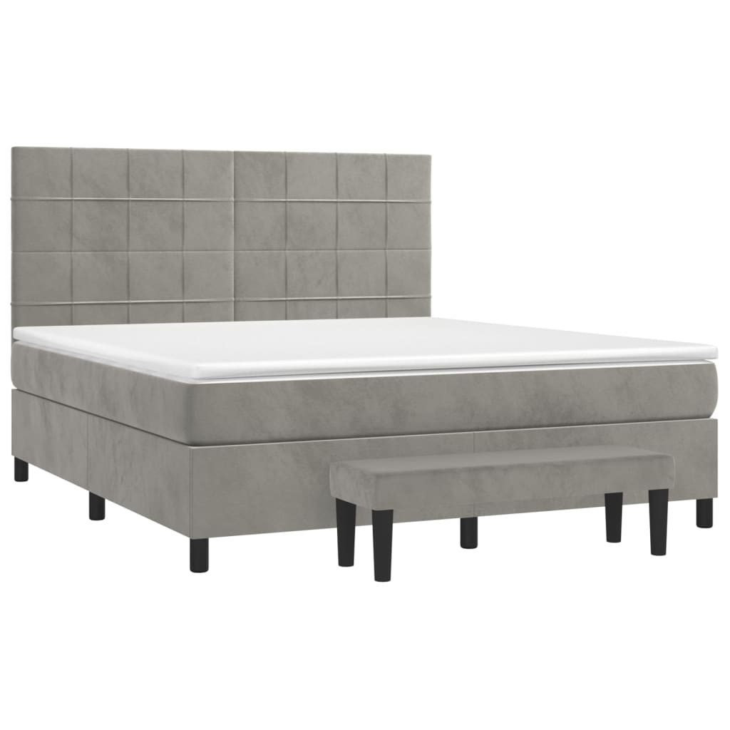 Bett Boxspringbett mit Matratze Hellgrau 160x200 cm Samt
