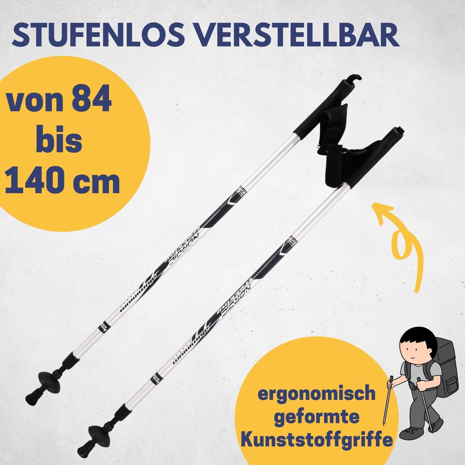 Best Sporting Langlaufstöcke Nordic Walking Stöcke Damen und Herren I verstellbar 84 bis 140 cm, Treckingstöcke ausziehbar ultraleicht
