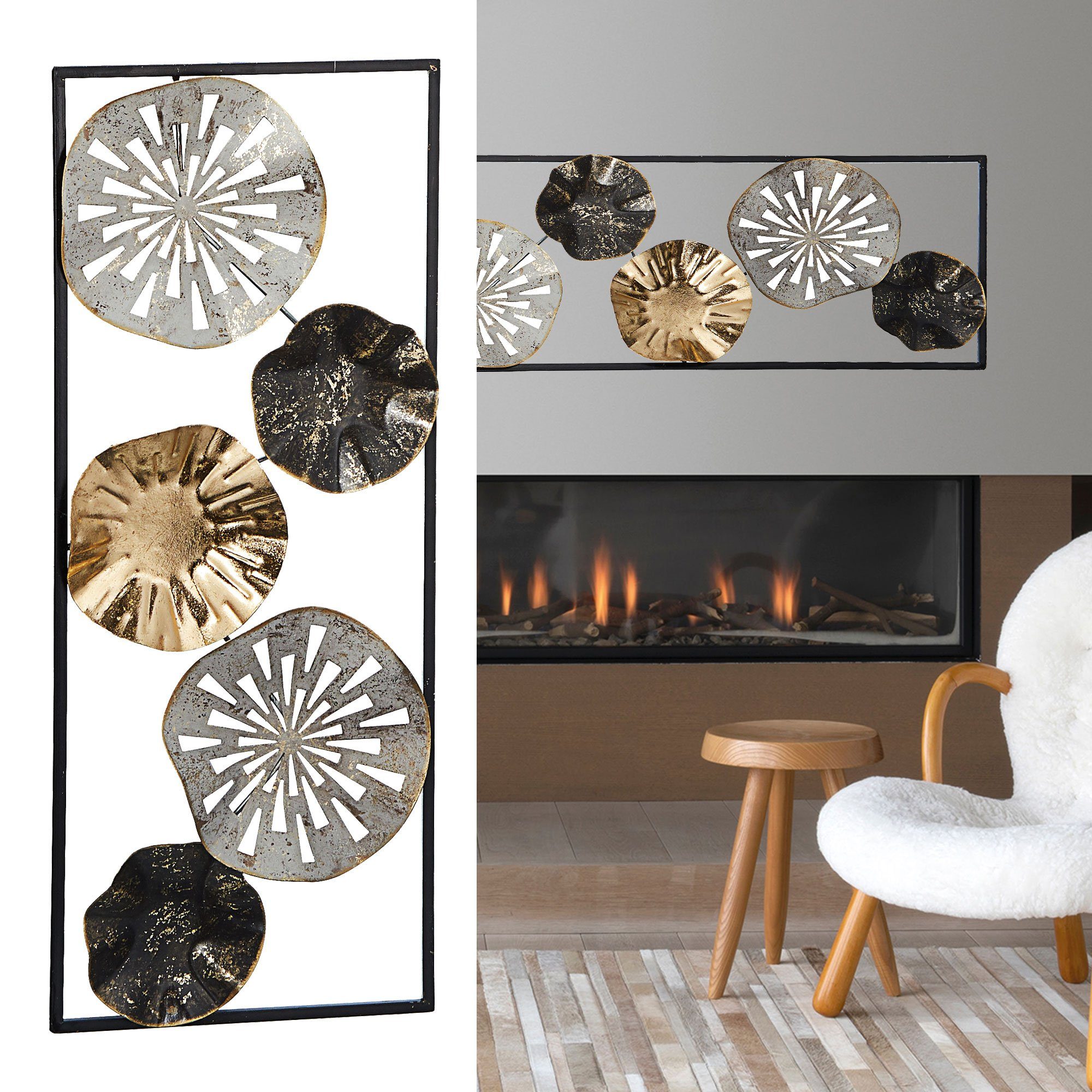 CEPEWA Kunstdruck Wanddeko aus Metall in Rahmen Wandkunst Blumen günstig online kaufen