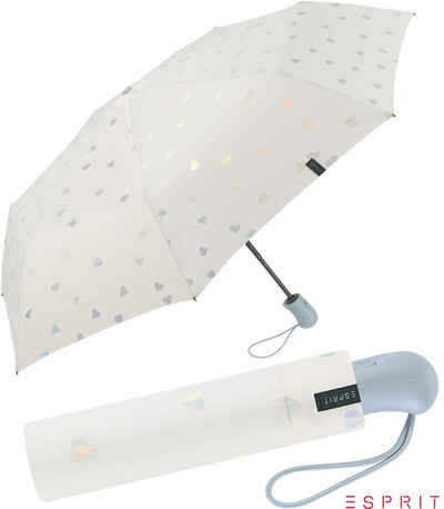 Esprit Taschenregenschirm »Easymatic Light Auf-Zu Automatik Shimmering Hearts«, stabil und praktisch, mit glänzenden Herzen