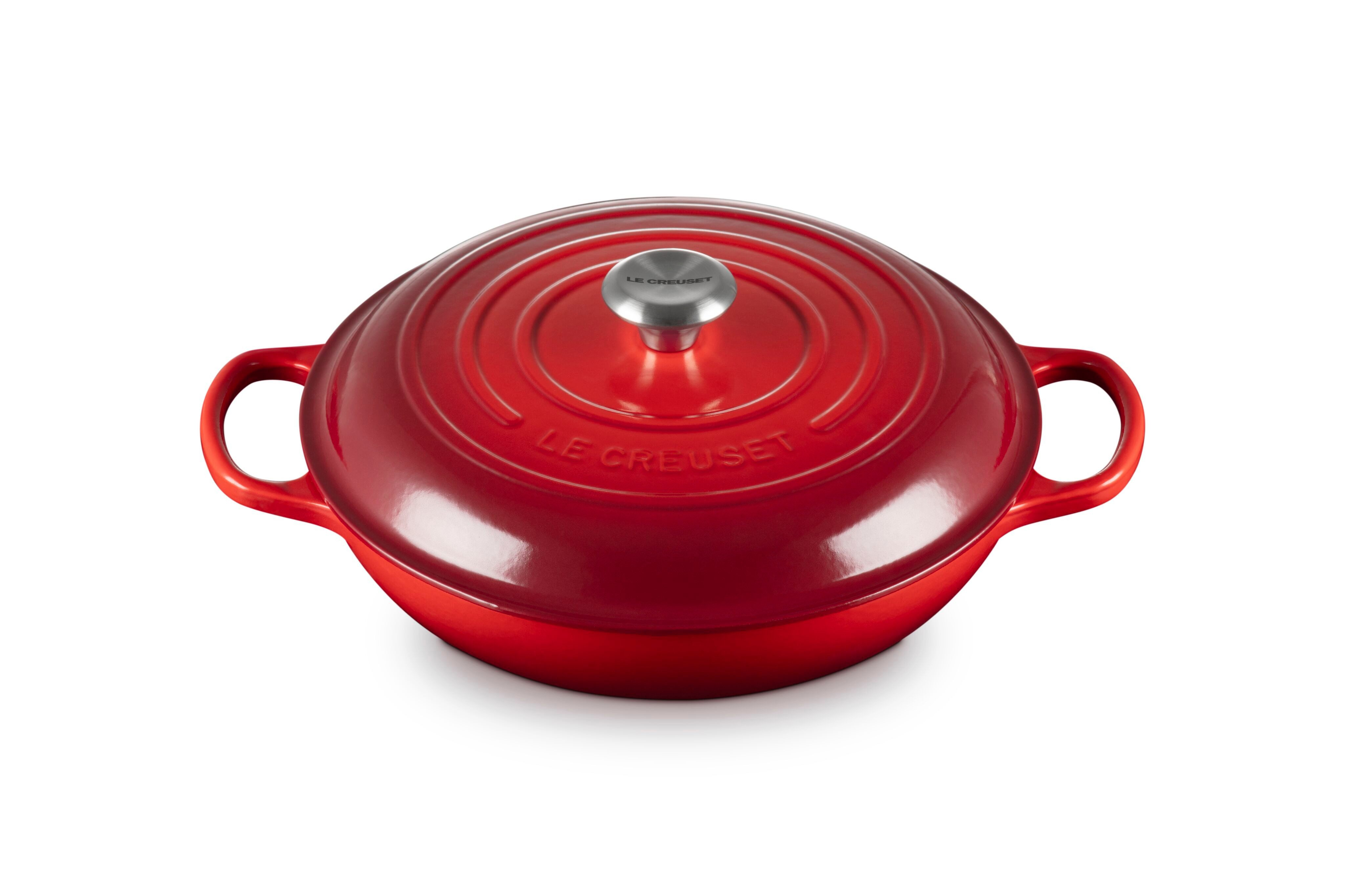 LE CREUSET Bratentopf Gourmet-Profitopf, Gusseisen, Ø 30 cm, 6,7 l, 5,56 kg, Kirschrot, 21180300602430