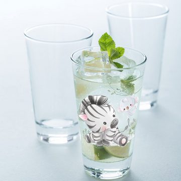 GRAVURZEILE Glas Wasserglas mit UV-Druck - im Zebra Design -, Glas