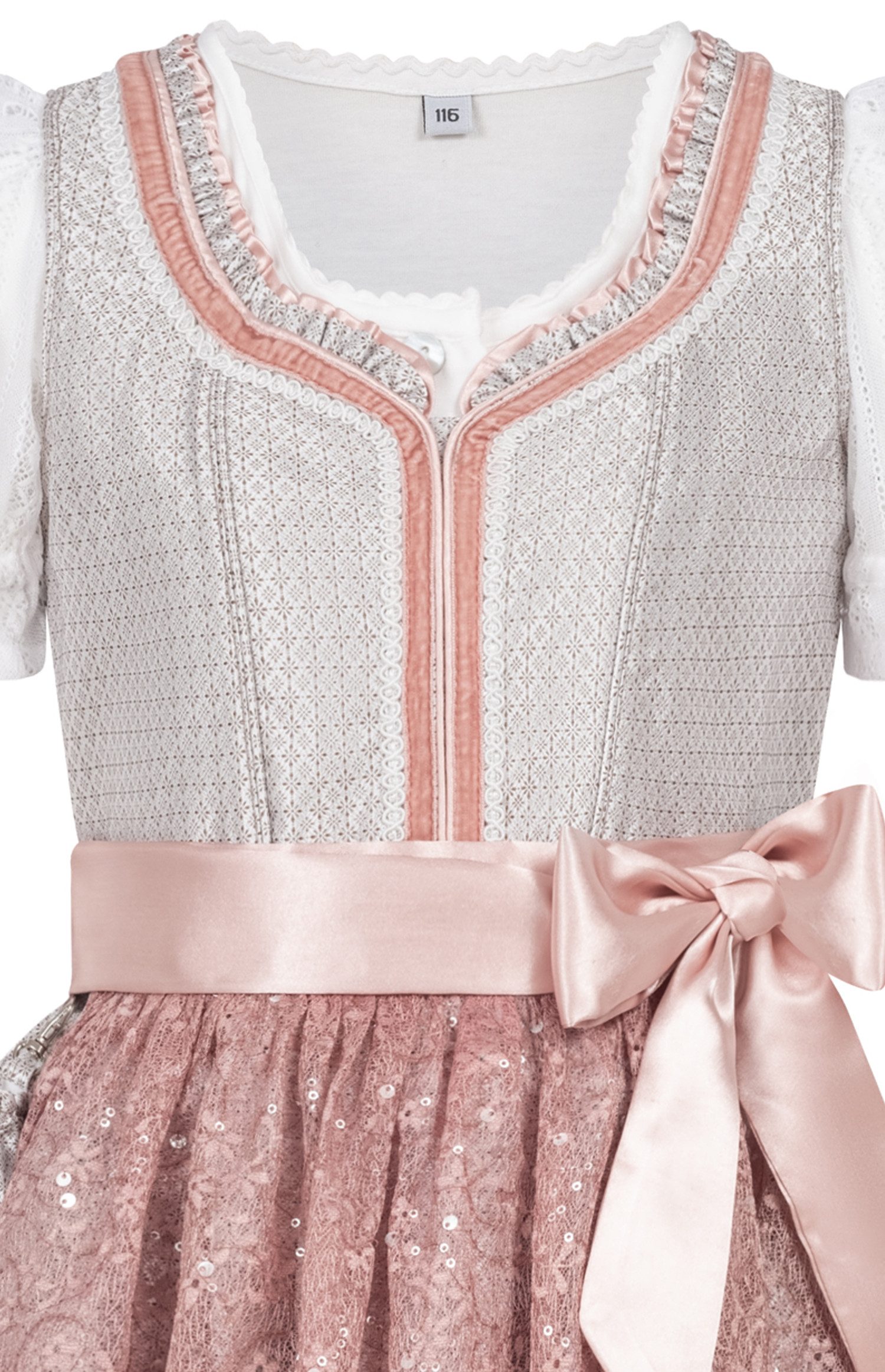 Nübler Dirndl Kinderdirndl Lina in Taupe von Nübler - Rocklänge knielang