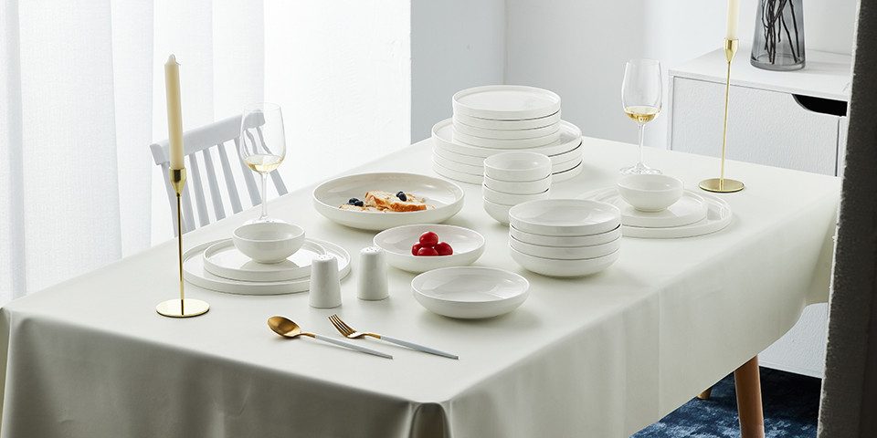 Mulex Geschirr-Set Milan (27-tlg), 6 Personen, Porzellan, mit Silberrand, jedes Teil ein Unikat