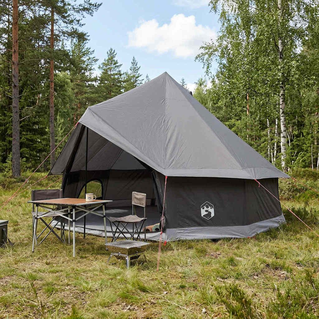 vidaXL Tipi-Zelt Tipi Zelt 8 Personen Braun Grau Polyester und Stahl, (1 tlg)