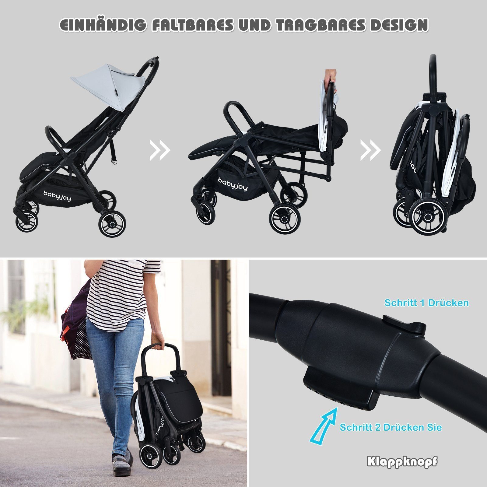 COSTWAY vouwwagen met dubbele kinderwagen, verstelbare rugleuning en verborgen, reiswagen met ligfunctie, twin kinderwagen, kinderwagen voor baby vanaf 6 maanden, 30 kg laadvermogen (blauw
