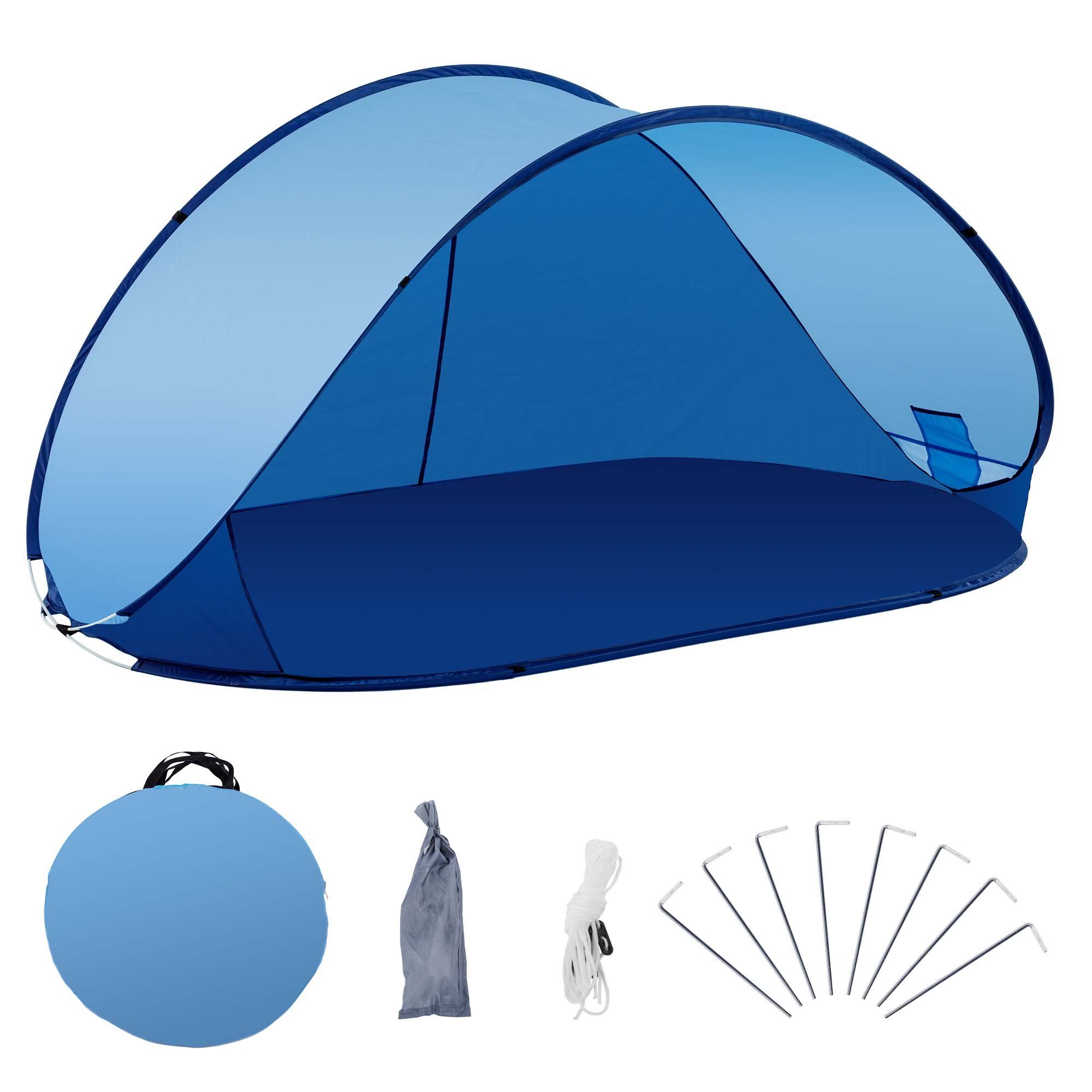 Duhome Strandmuschel, Strandmuschel Pop Up Polyester Zelt Strandzelt Wetter- und Sichtschutz D-Blau+H-Blau