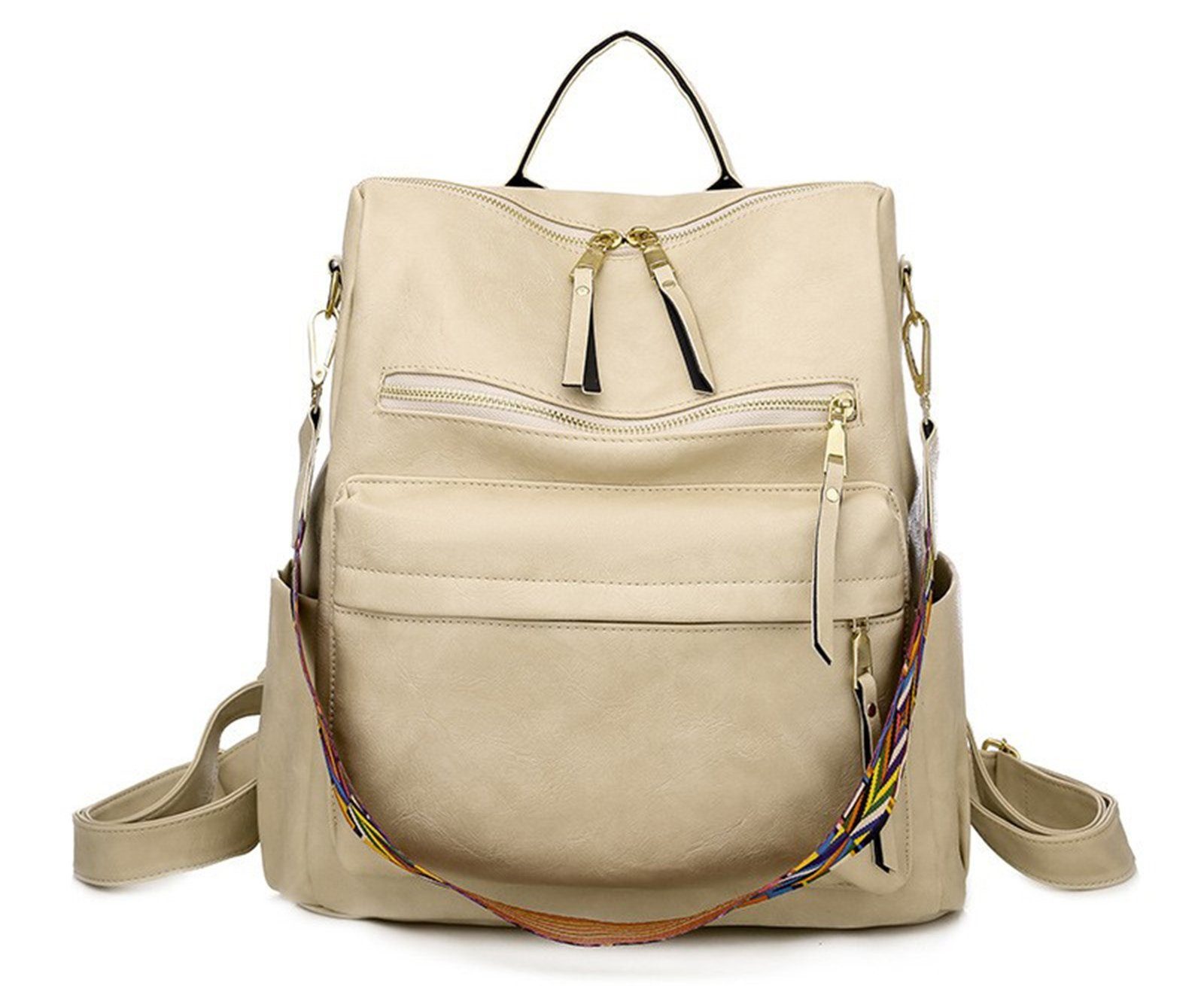 Schulrucksack Herren Rucksack), Jungen Laptop Freizeit Business Rucksack für Laptoprucksack Rucksack Hellbeige Schultertasche, Notebook Vintage, Kunstleder Tasche, Teenager OKWISH Arbeit (33x36x15 Damen Schule cm, Reisen Reiserucksack