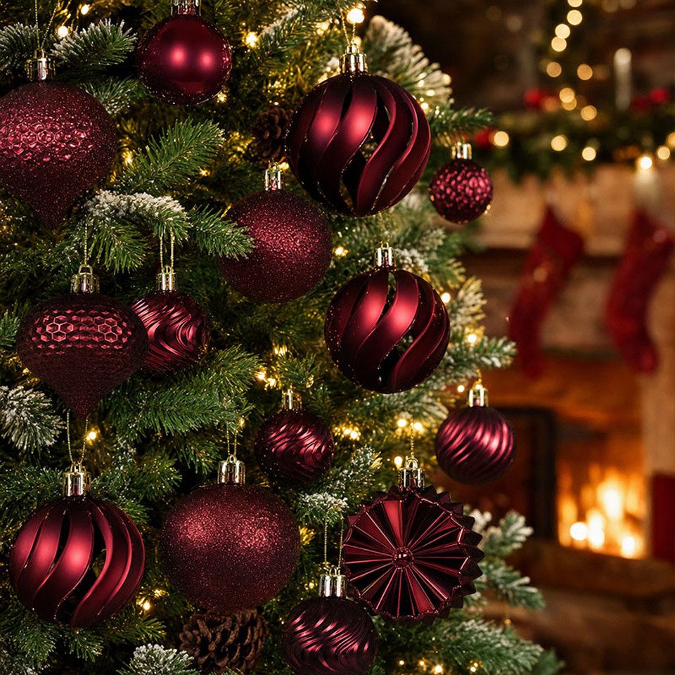 Sorvyzxn Weihnachtsbaumkugel 48-teiliges Set mit bemalten Weihnachtskugeln, Geeignet für Weihnachtskränze und Weihnachtsbaumdekoration – Bild 5 von 5