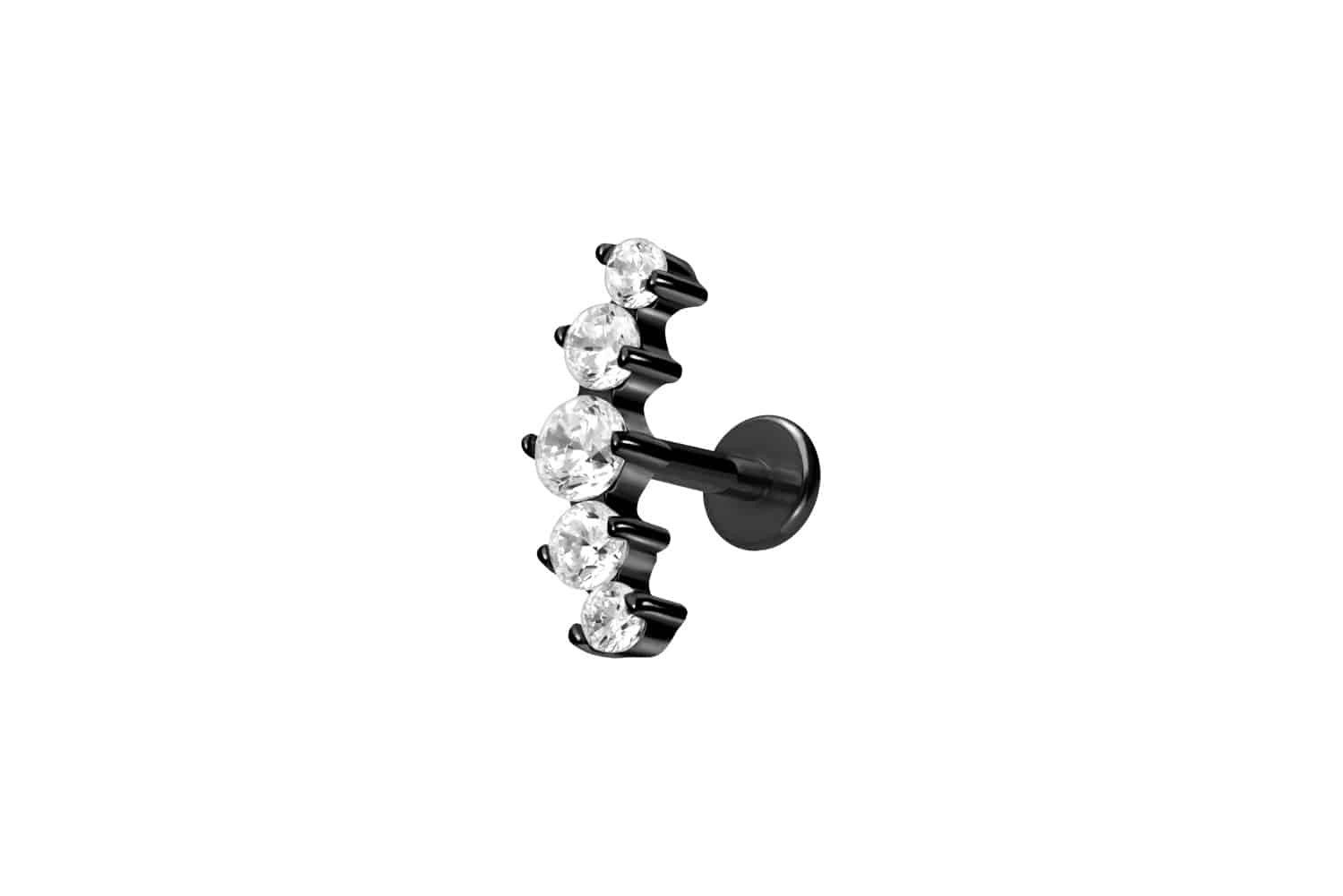 PIERCINGLINE Piercing-Set Titan Labret mit Innengewinde 5 EINGEFASSTE KRISTALLE (Labrets, 1-tlg)