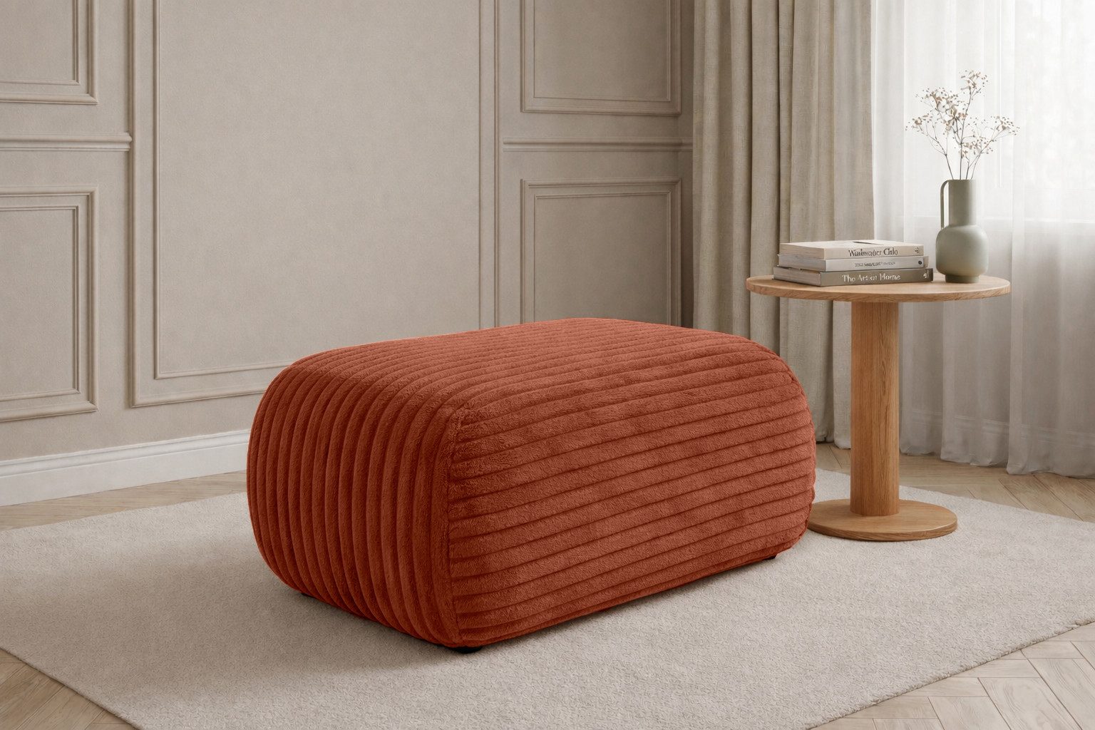 Kaiser Möbel Pouf Sitzpouf für Wohnzimmer, Cordstoff Tilia, BIS, zusätzliche Sitzgelegenheit Fußhocker zum Sofa oder Ecksofa