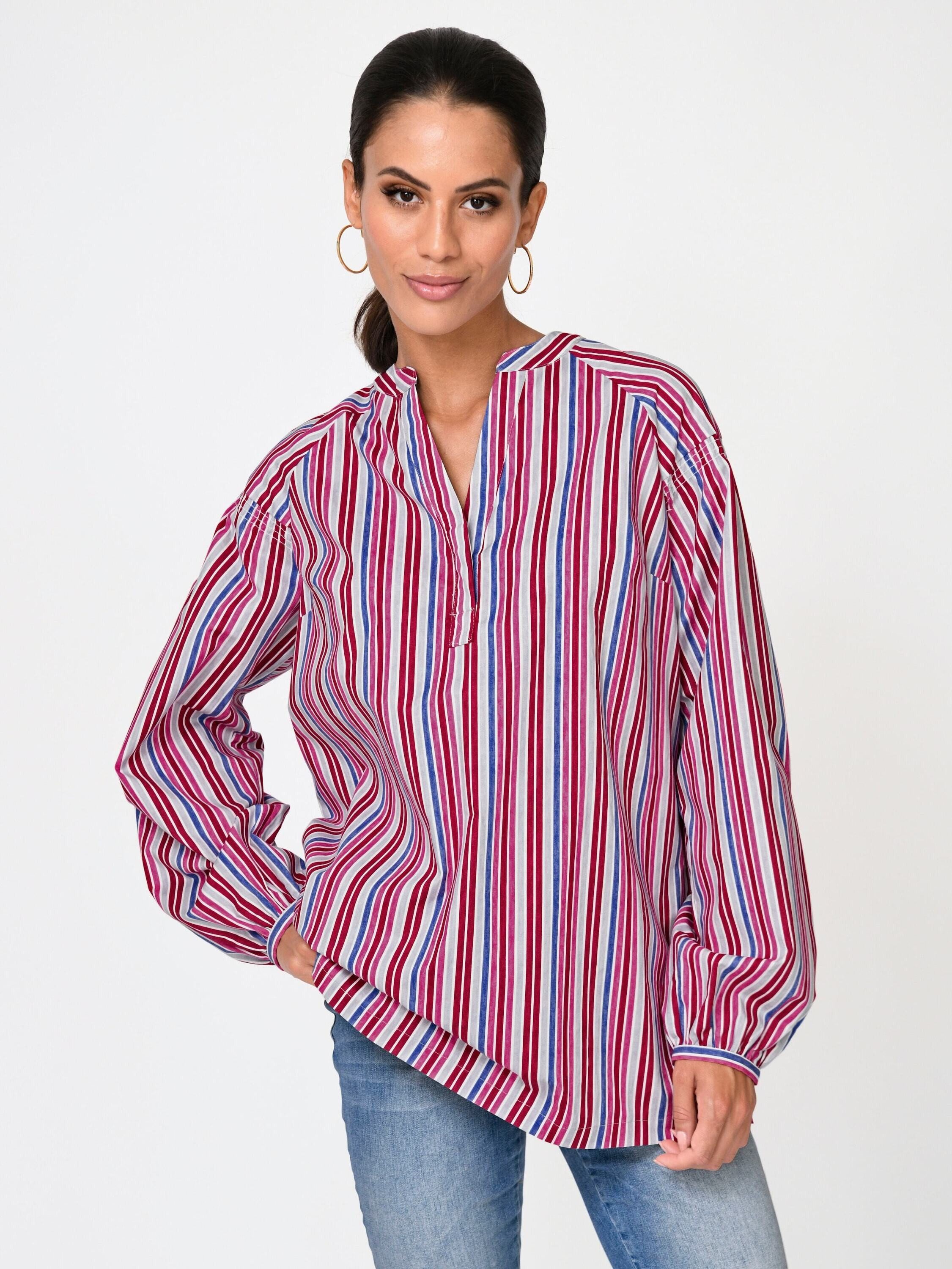 Alba Moda Tunika Bluse mit verschiedenfarbenen Streifen