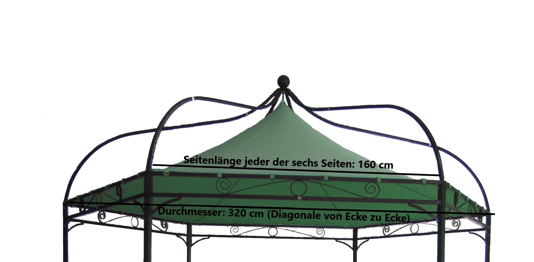 DEGAMO Pavillon-Ersatzdach MODENA, 6-eckig 320cm Durchmesser, Farbe dunkelgrün, wasserdicht