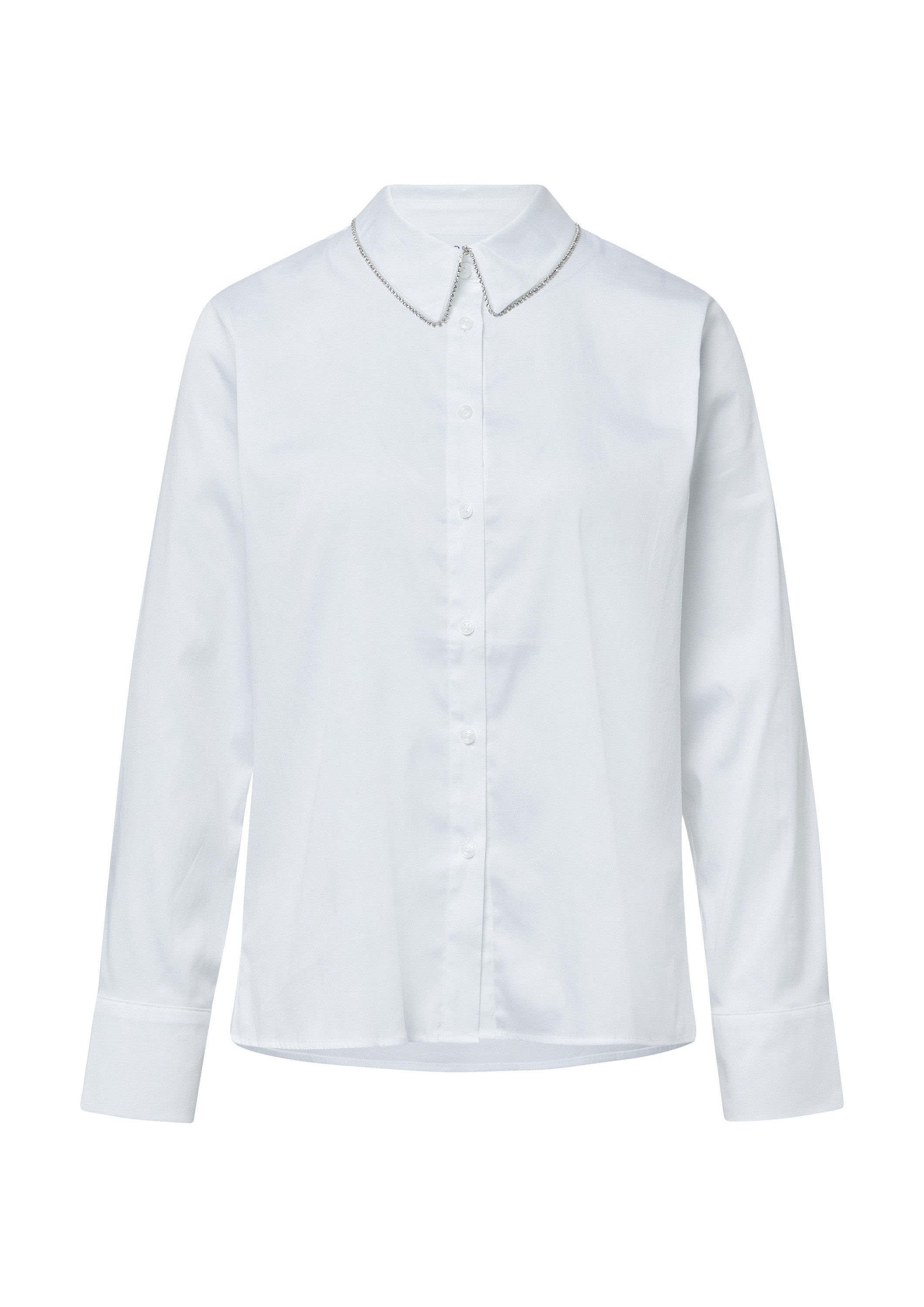 comma Langarmbluse Bluse Hemdbluse aus Baumwollpopeline mit Schmuckdetails günstig online kaufen