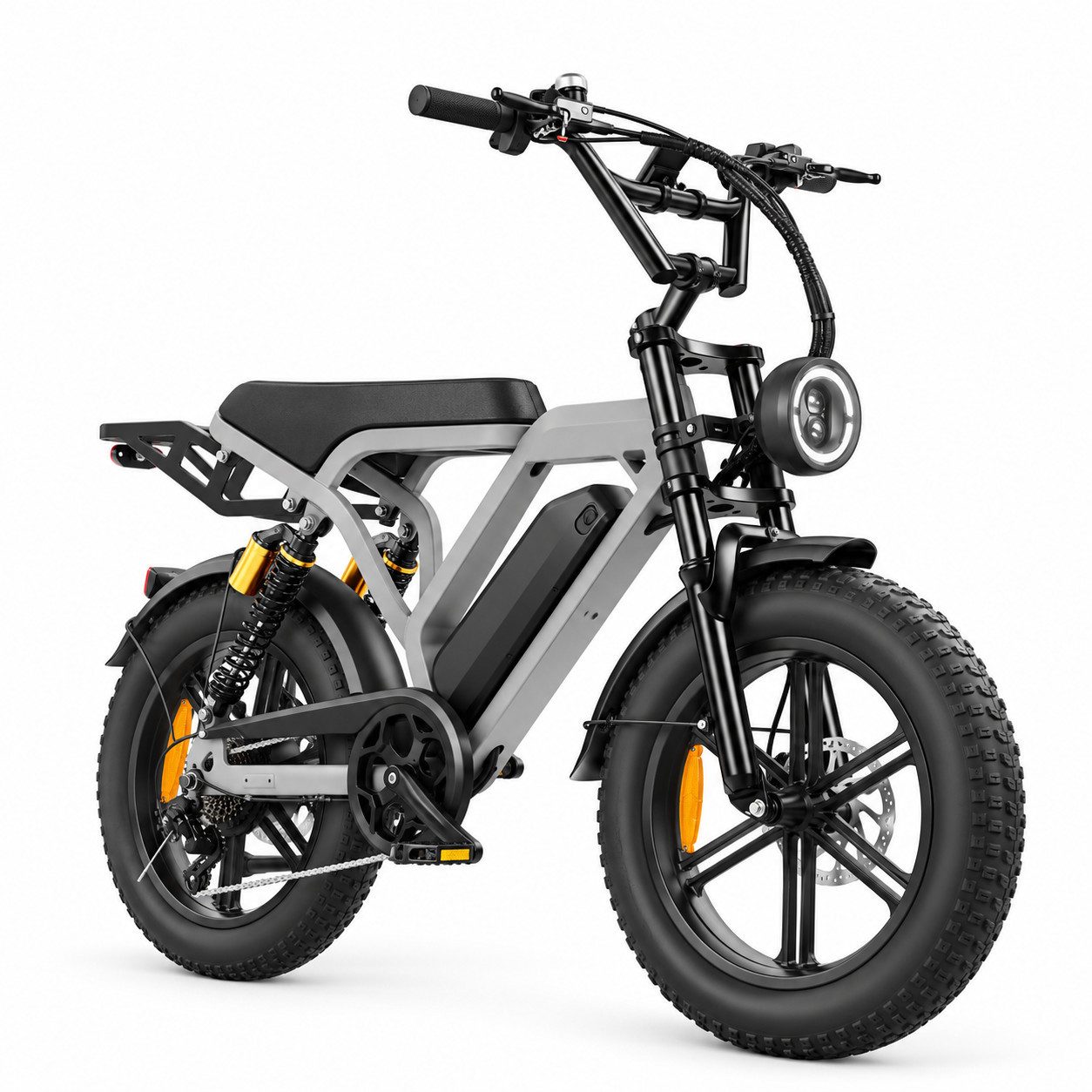 ELEKWHEELS E-Bike E-Fatbike 20"x4" Fatbike, für Herren und Damen, 48V 15Ah Akku bis 108 km, 7 Gang Shimano, Kettenschaltung, Fatbike-Reifen, Vollfederung, hydraulische Scheibenbremsen, Farb-LCD
