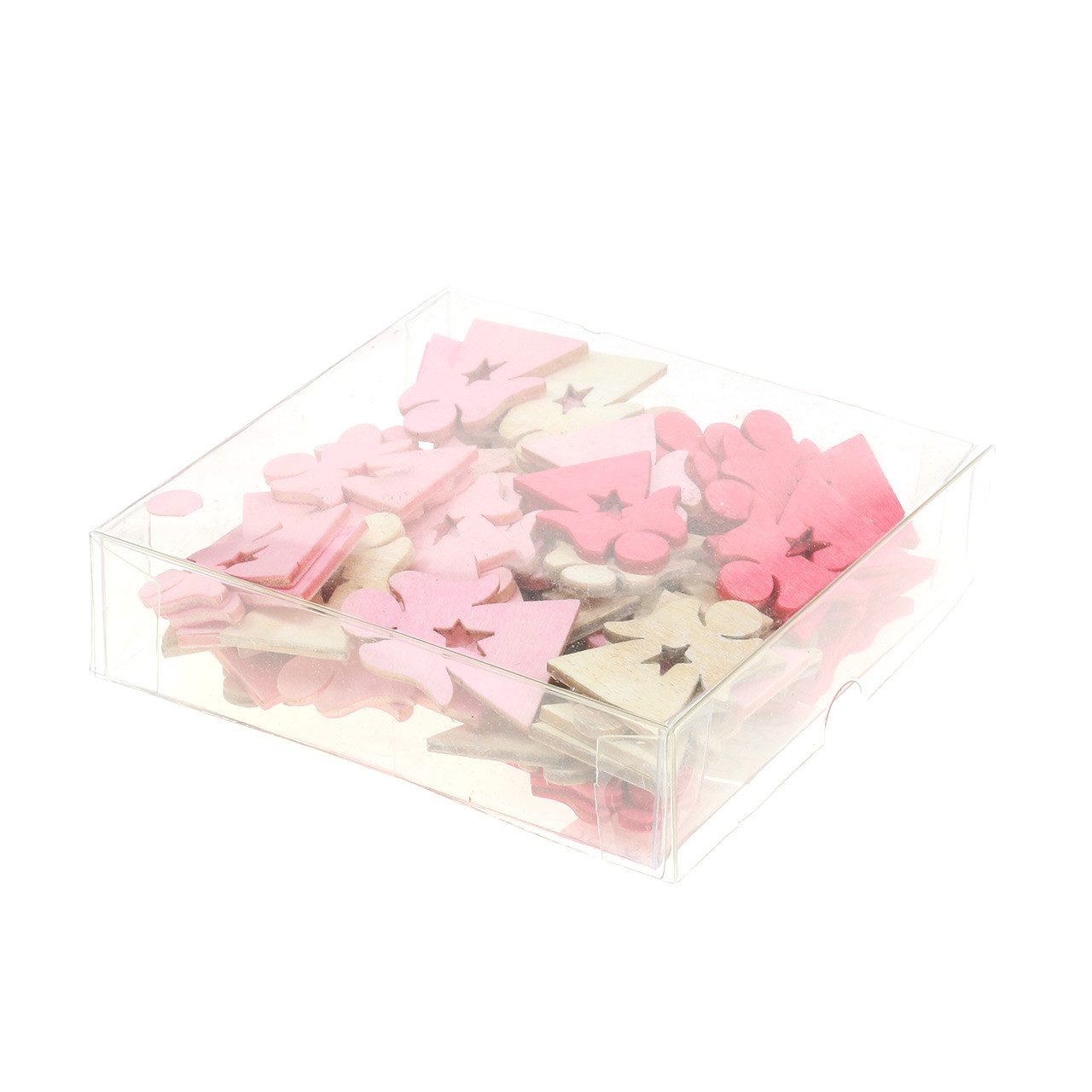 Florists Products Weihnachtsmann Holzengel Streudeko Pink Rosa Weiß 4cm 72er Set, 72 Stück