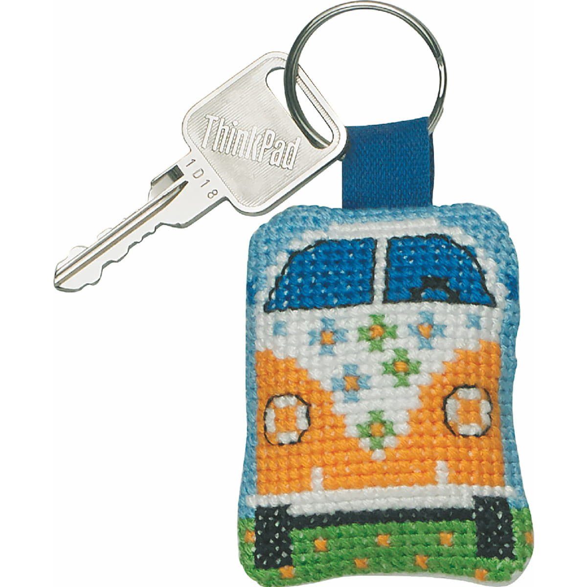 Permin Kreativset Permin Kreuzstich Stickpackung "Schlüsselanhänger Gelbes Auto", (embroidery kit by Marussia)