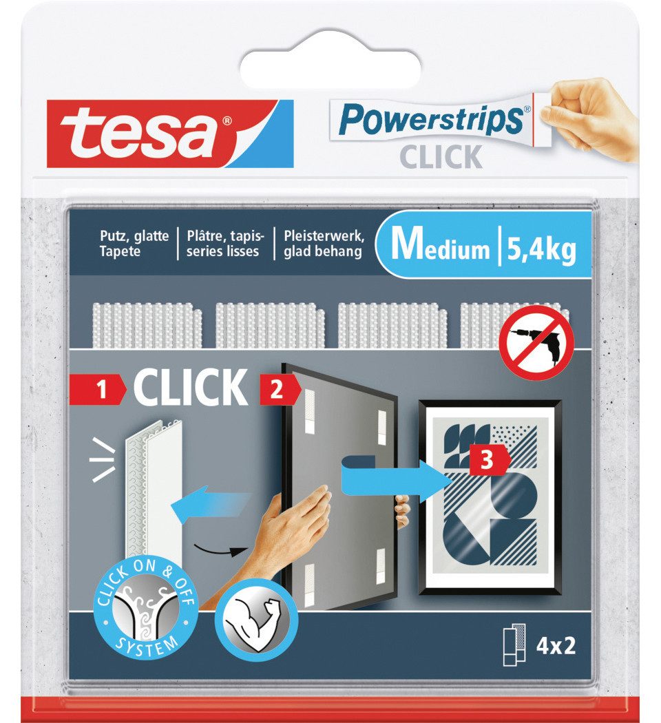 tesa Klebeband tesa Powerstrips Click Medium 4 Stück