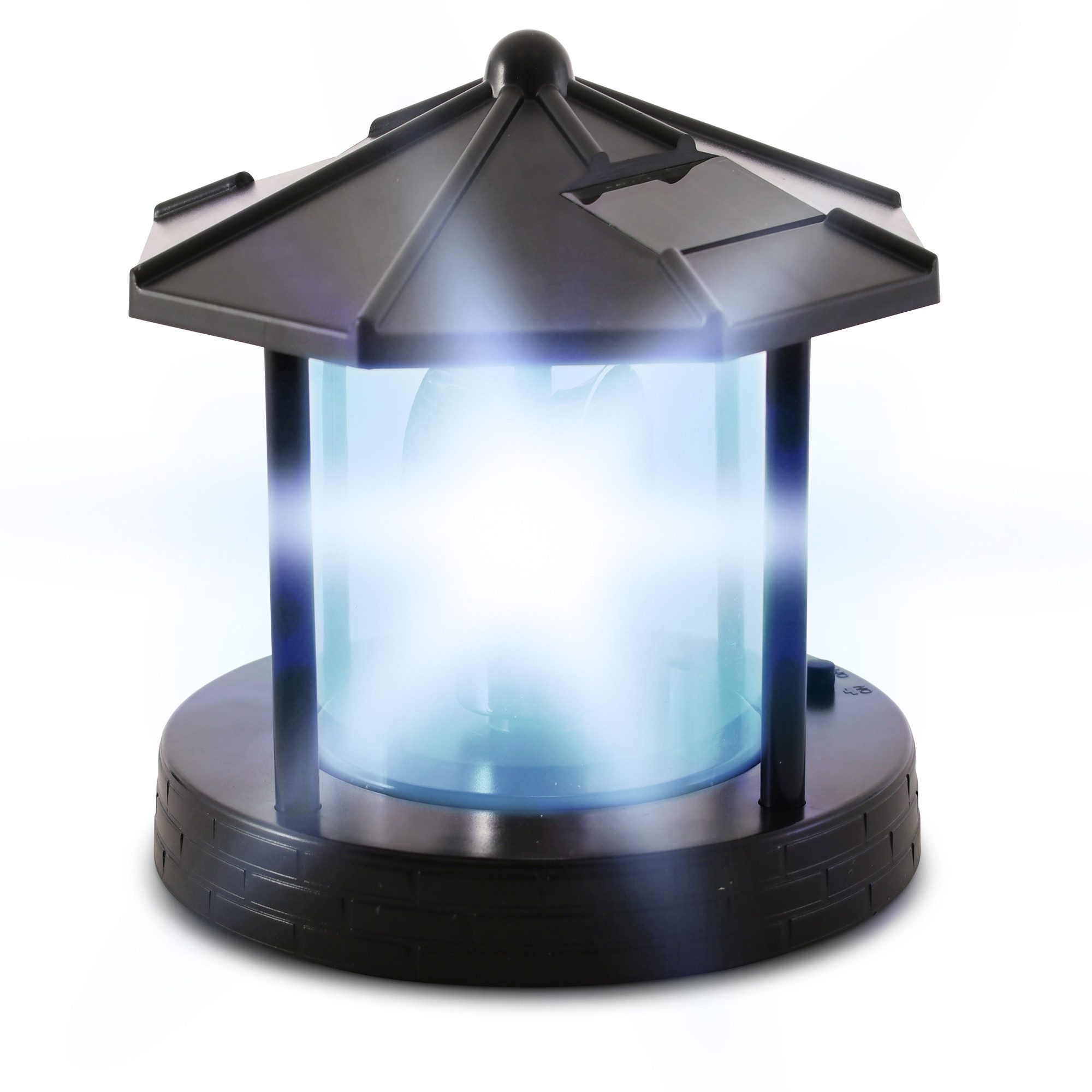 Raburg LED Solarleuchte Garten Leuchteinheit Roter Sand mit Dämmerungssensor, rotierender Spiegel, LED, kaltweiß, Ersatz für Leuchtturm, austauschbarer Akku, 2 Solar-Panels