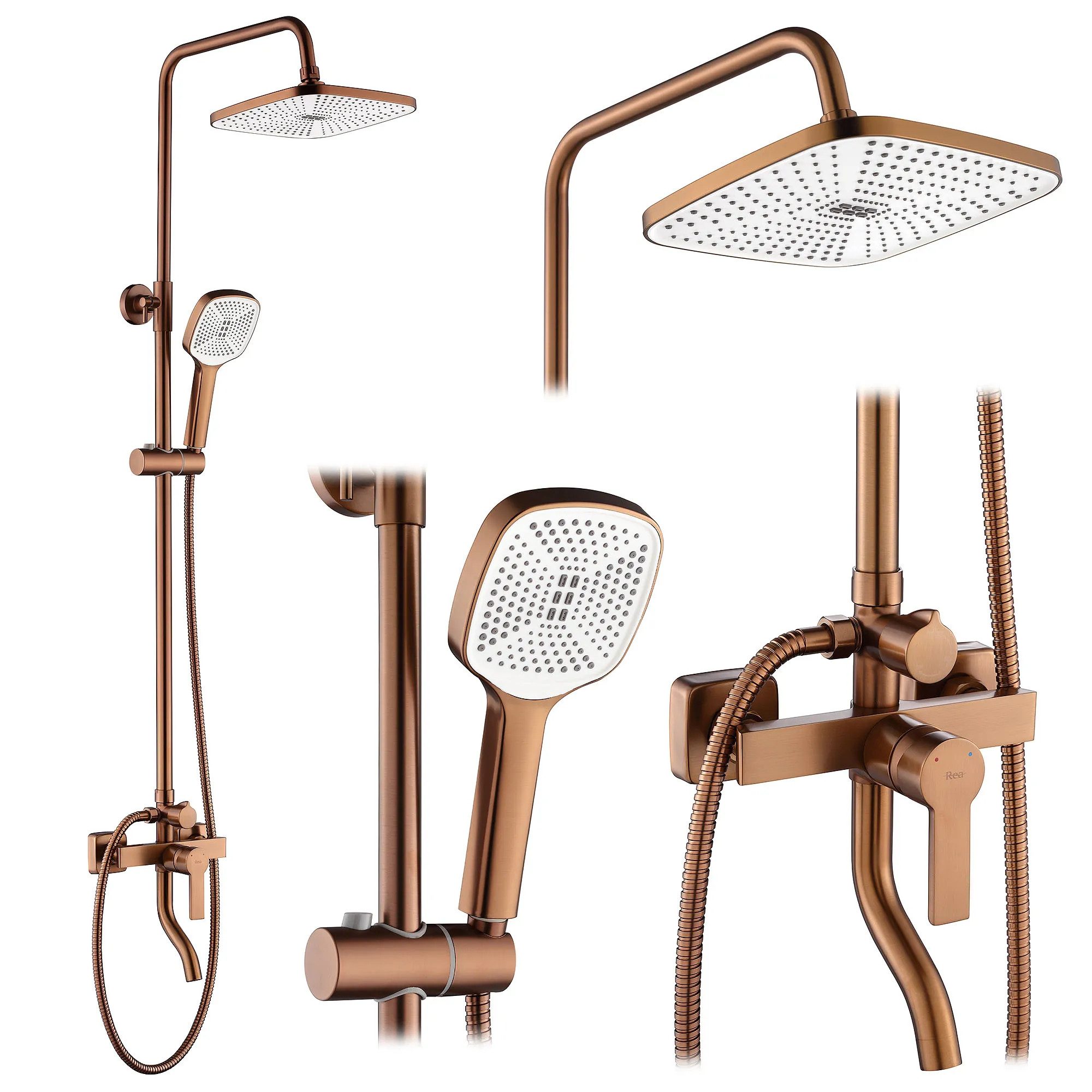 wohnwerk.idee Duschsystem Design Duscharmatur mit Regenbrause und Handbrause