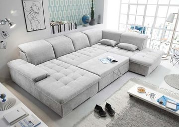 ED EXCITING DESIGN Wohnlandschaft, Wayne Wohnlandschaft 340x240 cm U-Sofa Couch Ecksofa Silber