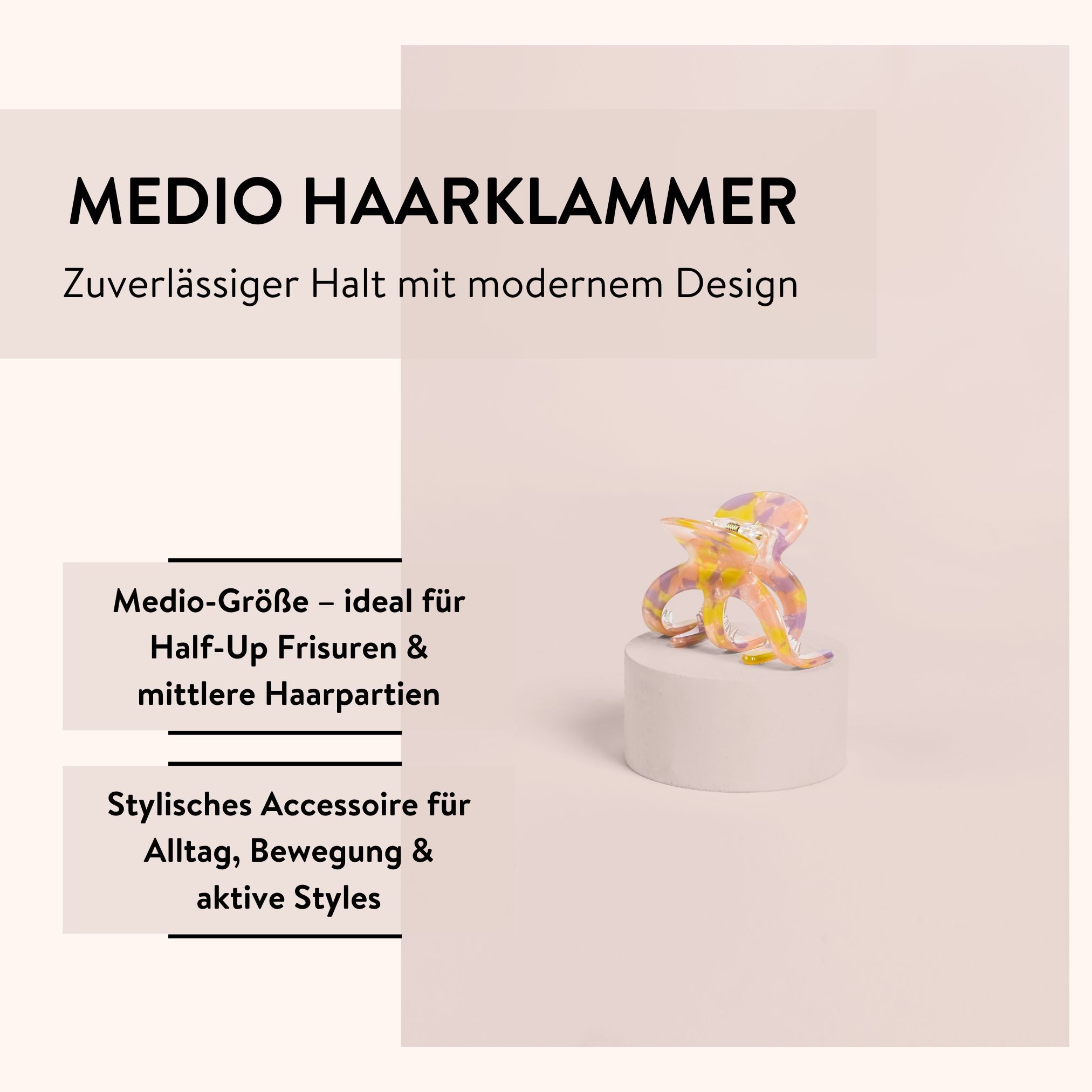 PARSA Beauty Haarklammer Lifestyle Pure Balance Haarklammer Medio mit Doppelverzahnung