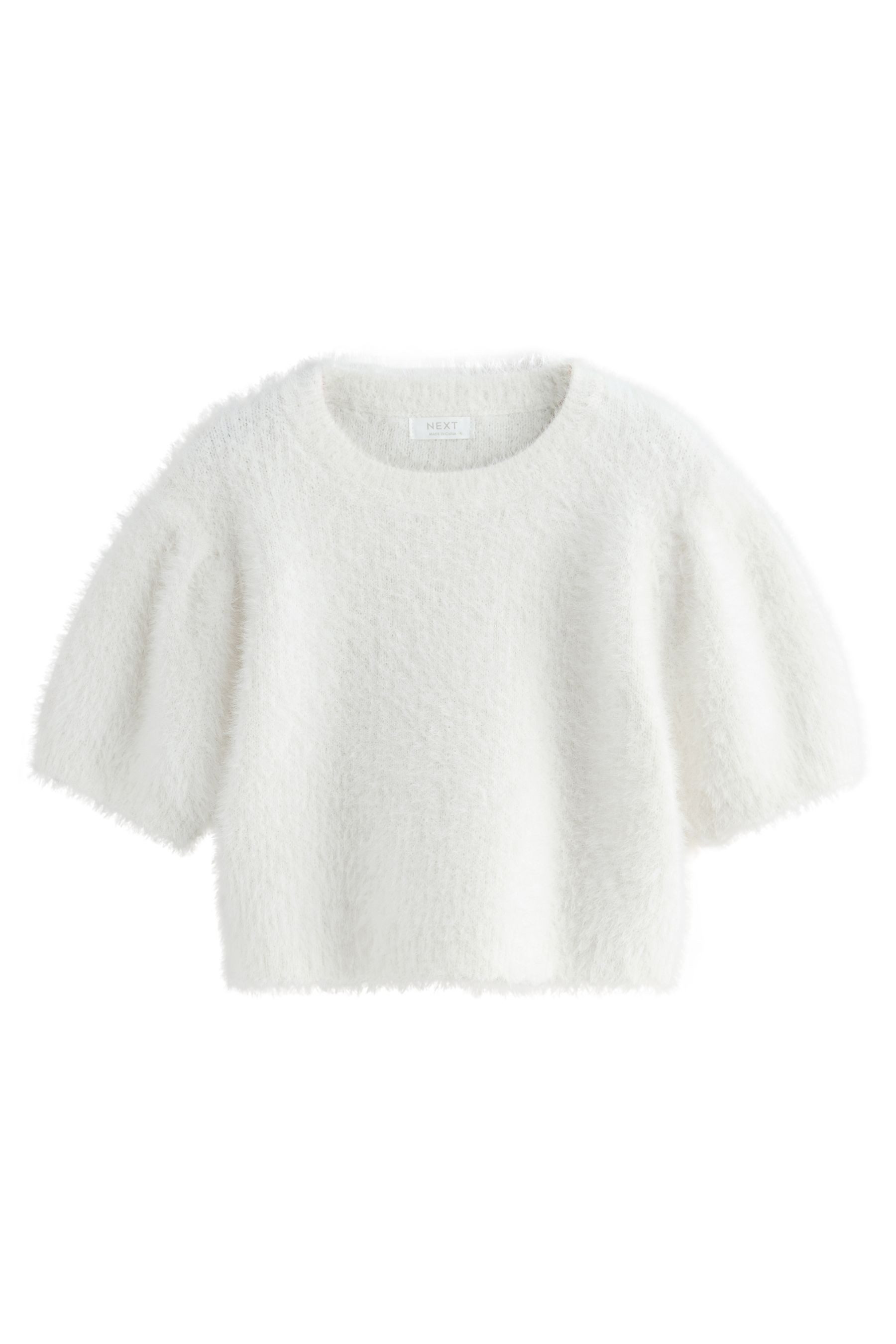 Kurzarmpullover Flauschiges, kurzärmeliges Oberteil
