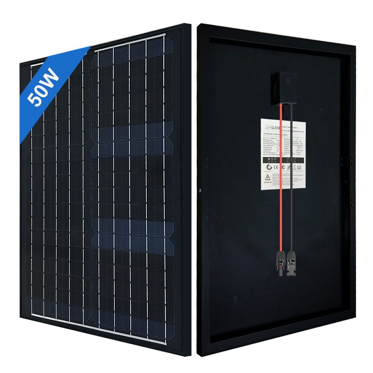 Rhein Beleuchtung Solarmodul 50W 12V solarpanel, Kleine Solaranlagen, solaranlage, (1-St), Grün und umweltfreundlich, für den Heim-, Außen- und Notfallgebrauch
