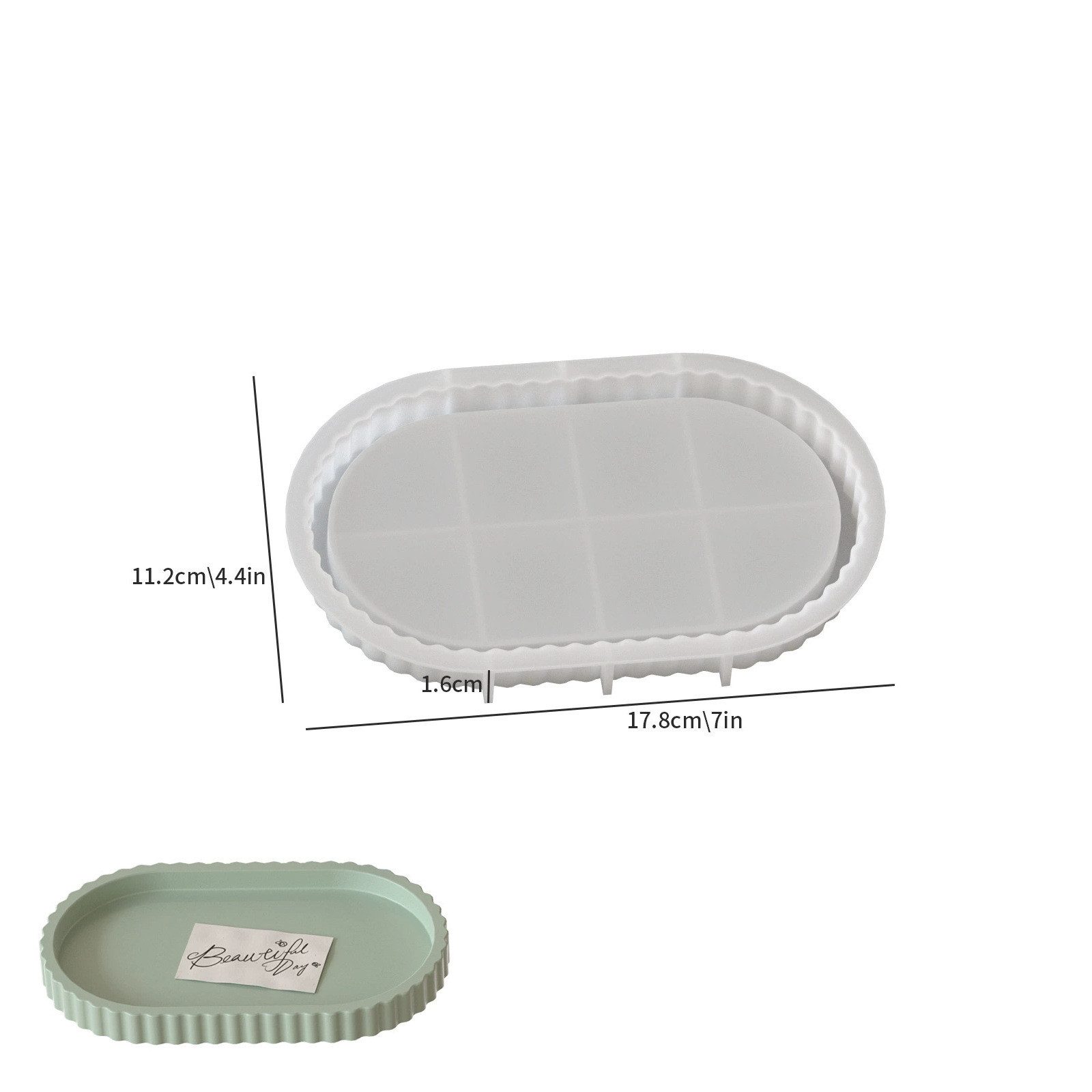 FOUORTUNATE-BEE Silikonform 2er Set Silikonformen – Wellenrand-Ovaltabletts für Gießen, (2-tlg), Silikonform für Beton, Gips und Epoxidharz – Ovaltabletts