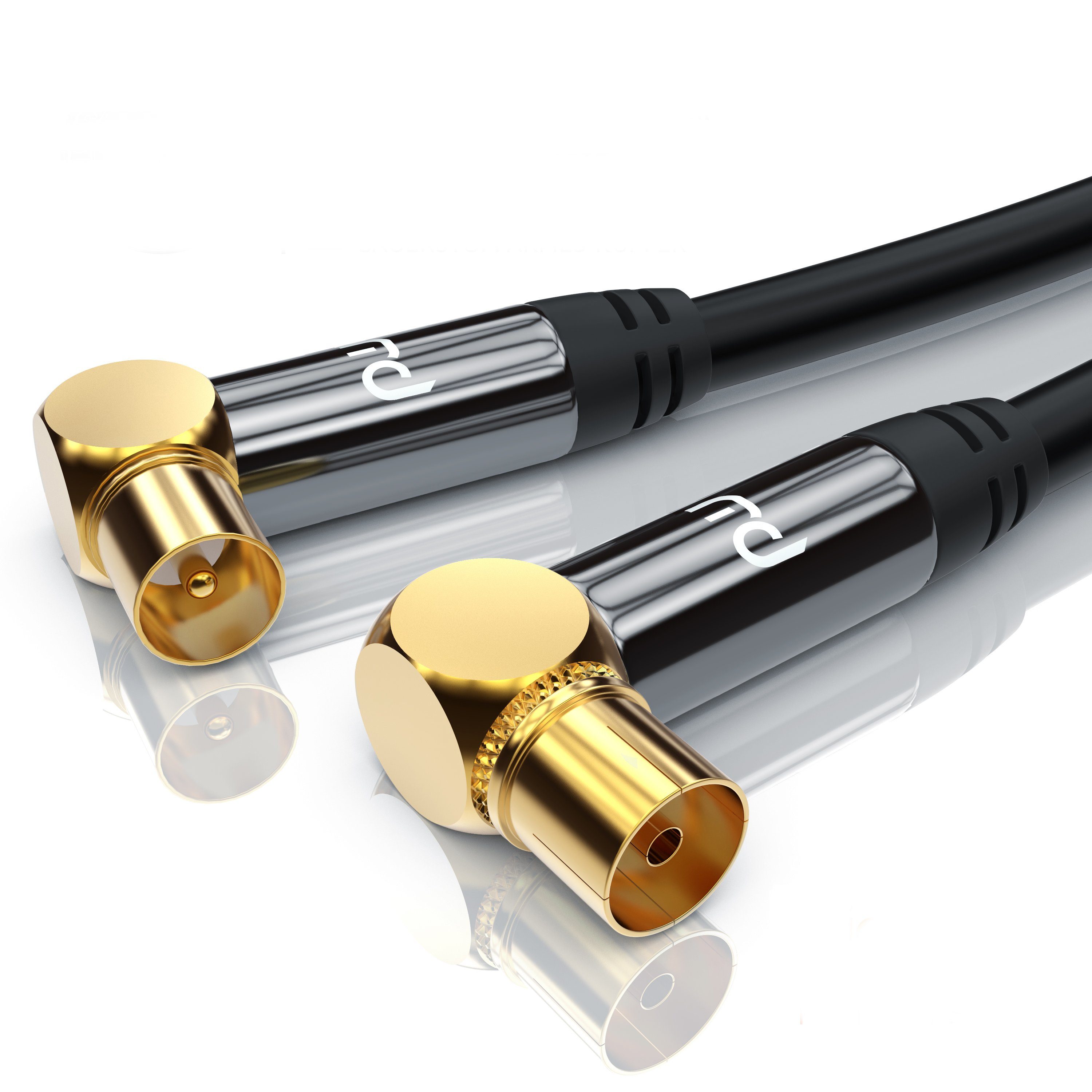 Primewire TV-Kabel, Koax, RF, IEC (2000 cm), HDTV Antennenkabel 90° gewinkelt, 4fach Schirmung, 75Ohm, 120dB - 20m
