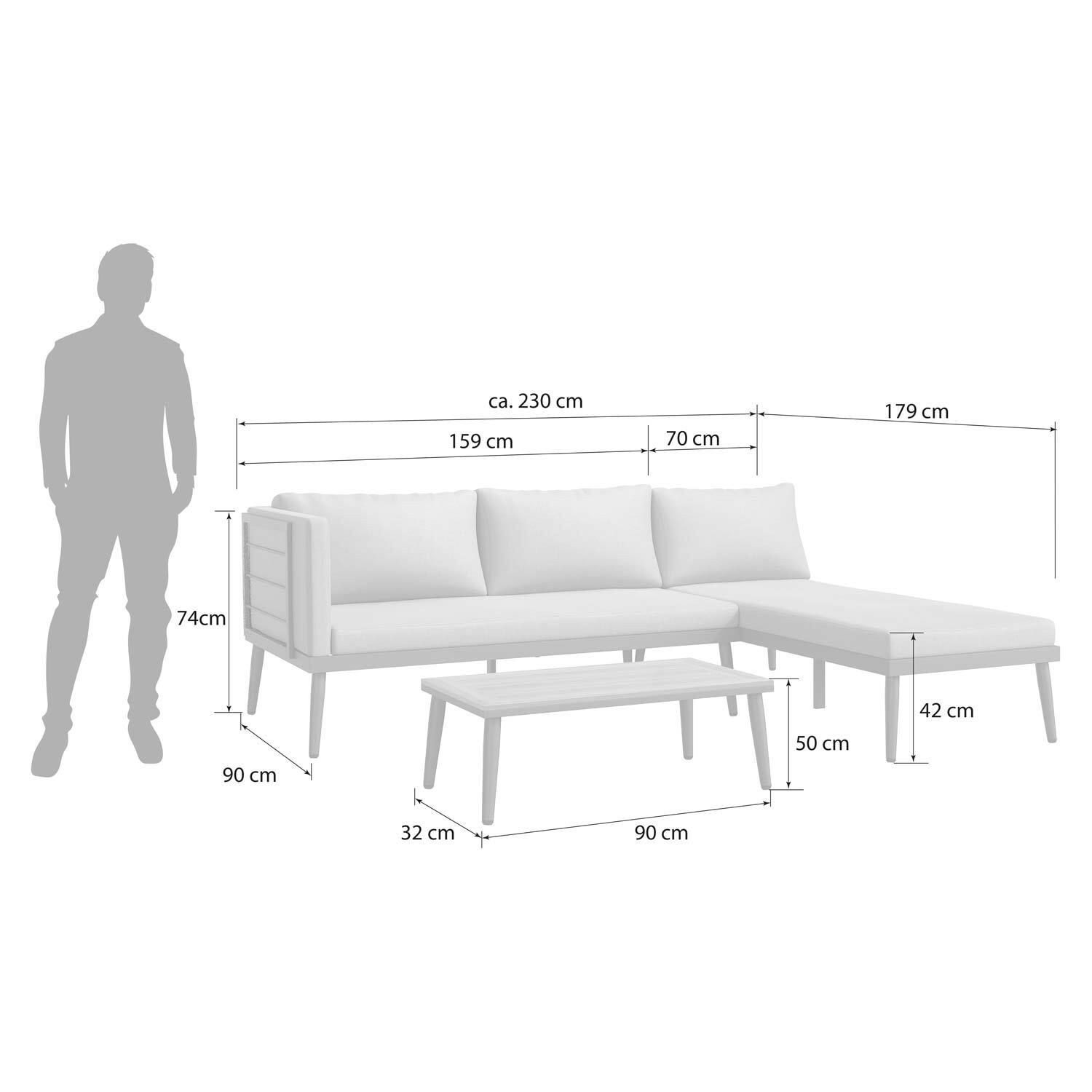 OUTLIV. Gartenlounge-Set OUTLIV. India Ecklounge inkl. Loungetisch Stahl/Polypropylen, Wasserabweisend