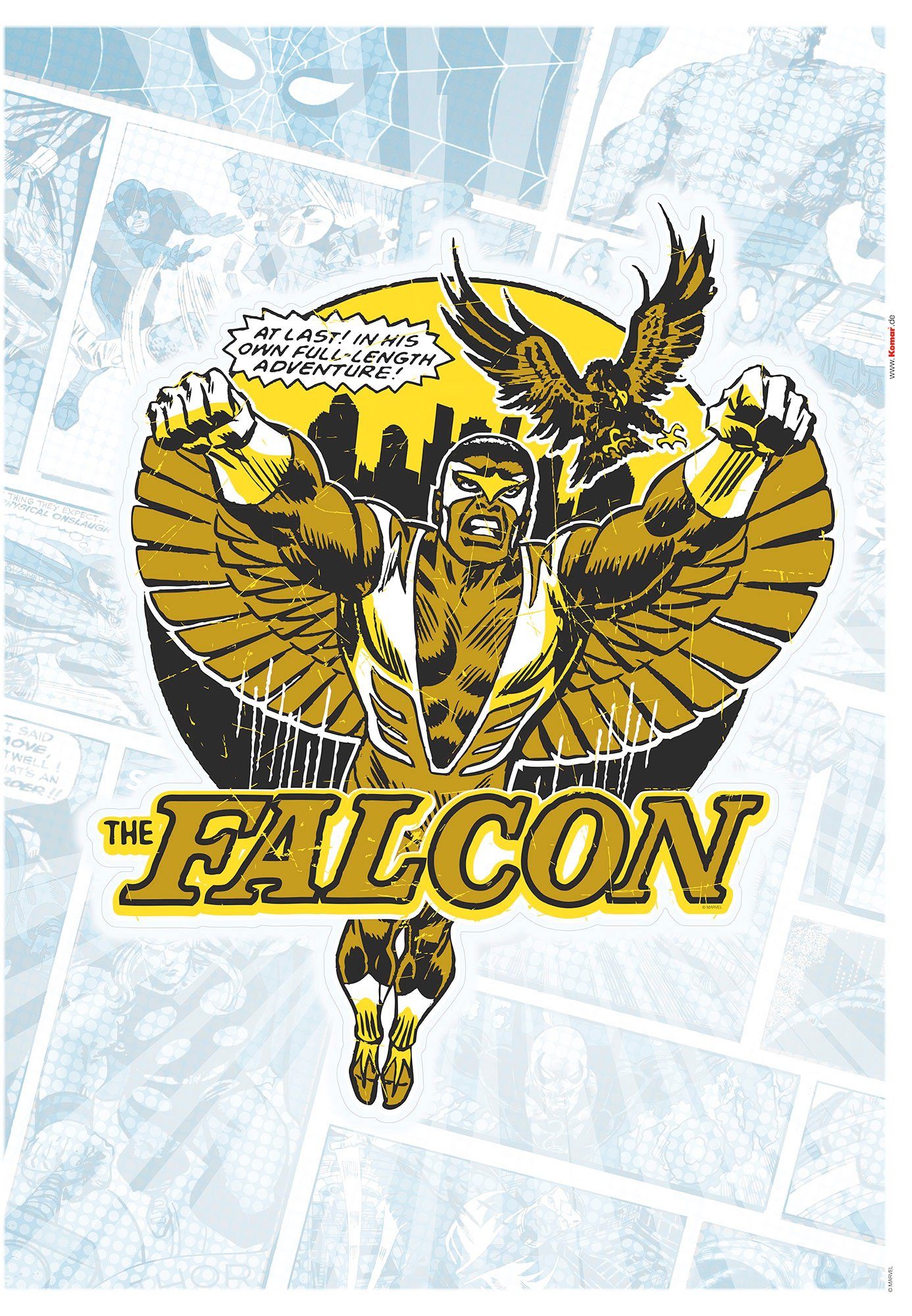 Komar Wandtattoo Falcon Gold Comic Classic - Размер 50 x 70 cm (1 St), selbstklebend, Wandsticker, Kinderzimmer