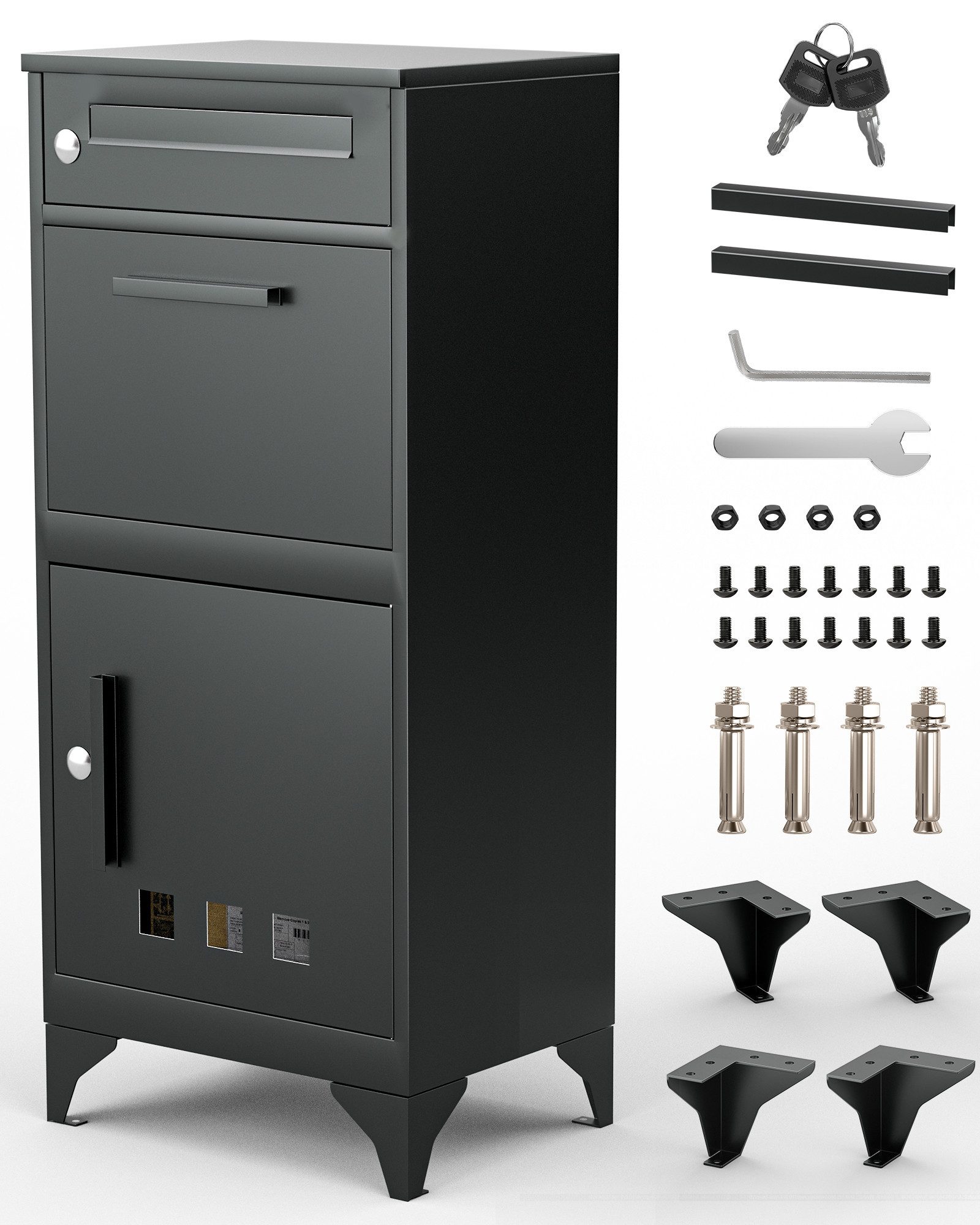 Jumpeak Paketbox Groß XXL,Paketbriefkasten, Postbox Anthrazitgrau Mit Namen günstig online kaufen