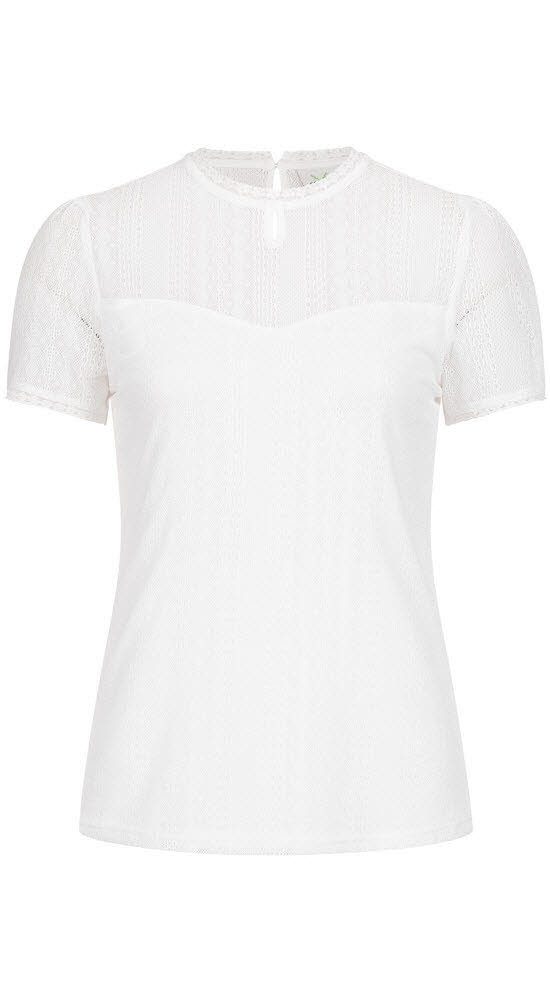 Dirndlbluse Trachtenbluse kurzarm Nadine in Weiß